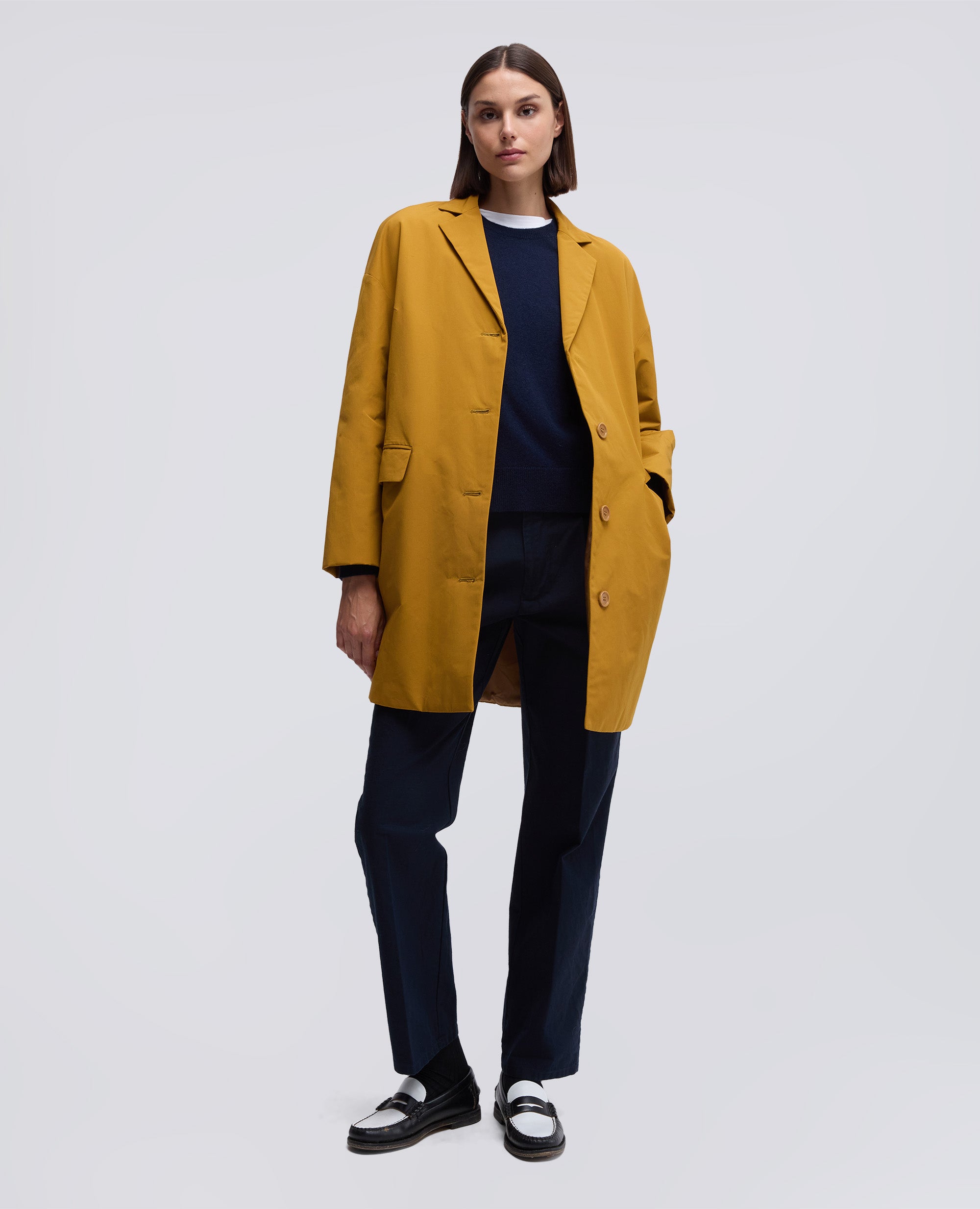 CAPPOTTO CEDRATA IN TELA DI MISTO COTONE-SENAPE-MUSTARD YELLOW-MOSTAZA-SENF-MOUTARDE