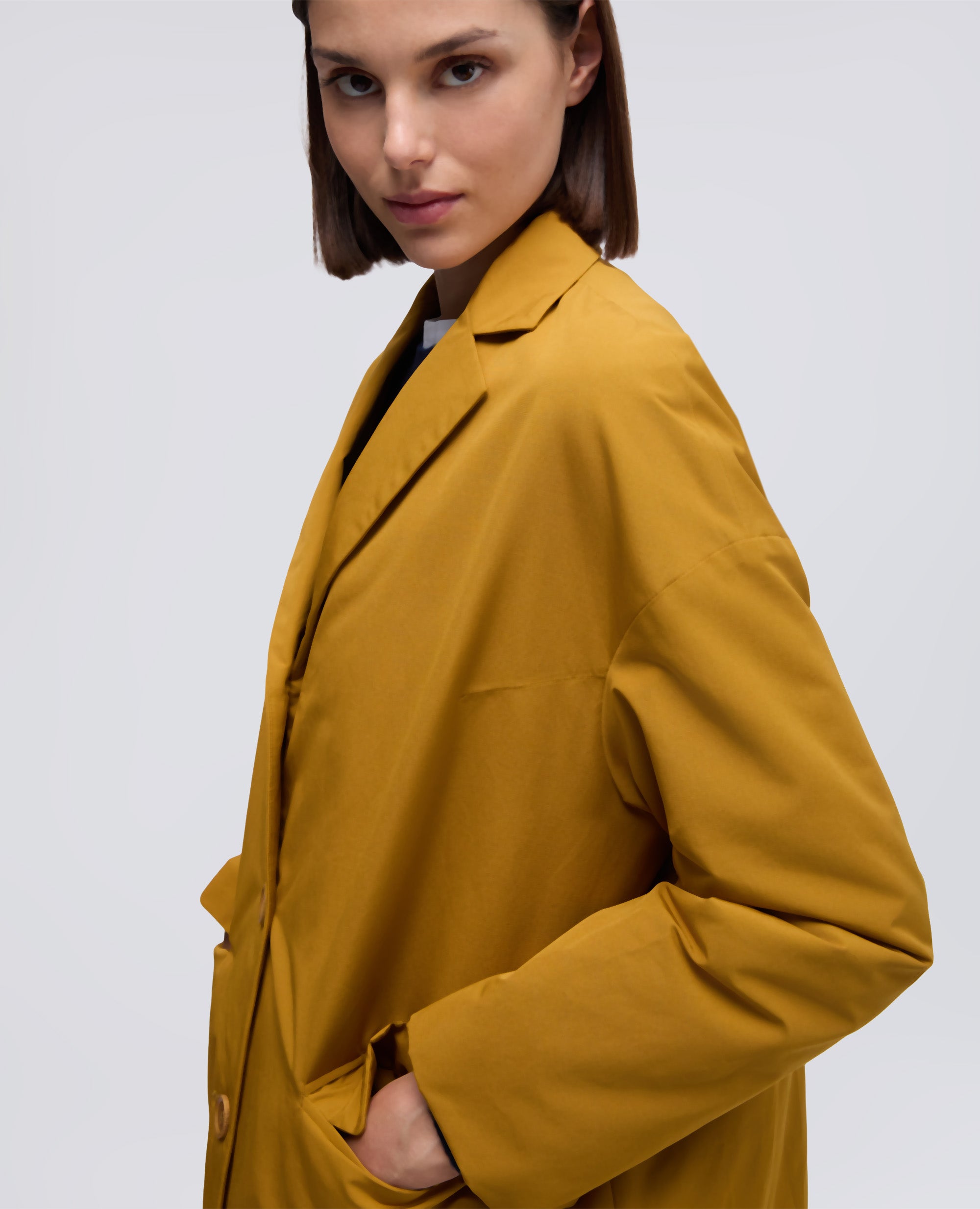 CAPPOTTO CEDRATA IN TELA DI MISTO COTONE-SENAPE-MUSTARD YELLOW-MOSTAZA-SENF-MOUTARDE