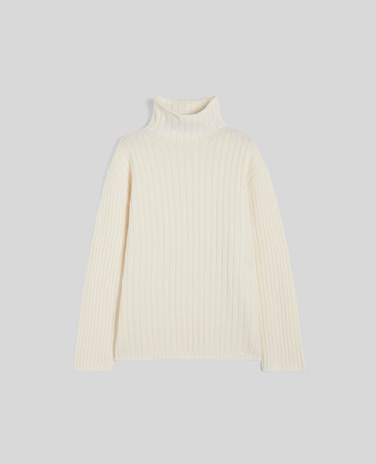 MAGLIA DOLCEVITA IN LANA SUPER GEELONG-BIANCO-WHITE-BLANCO-WEISS-BLANC