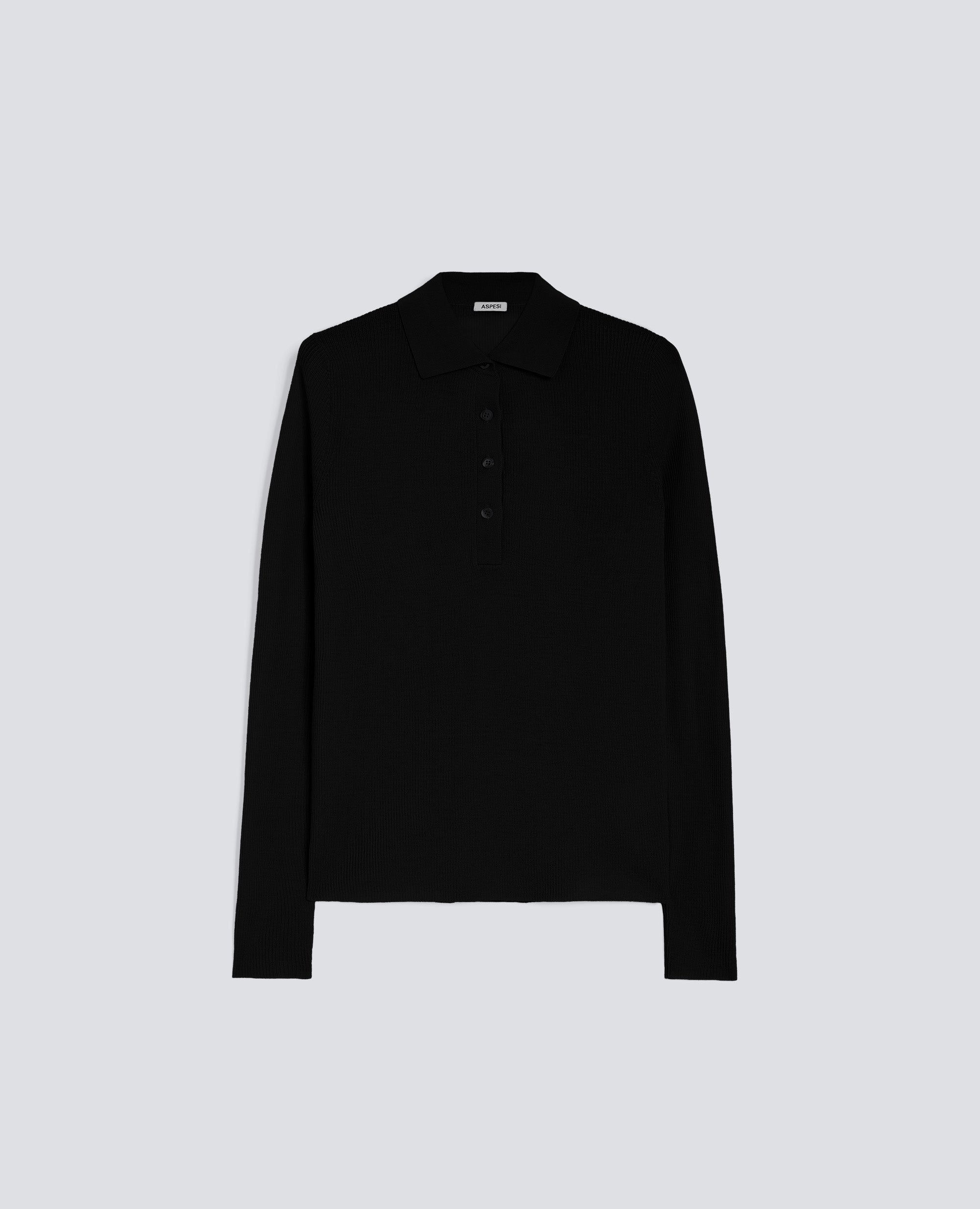 POLO IN LANA MERINO-NERO-BLACK-NEGRO-SCHWARZ-NOIR