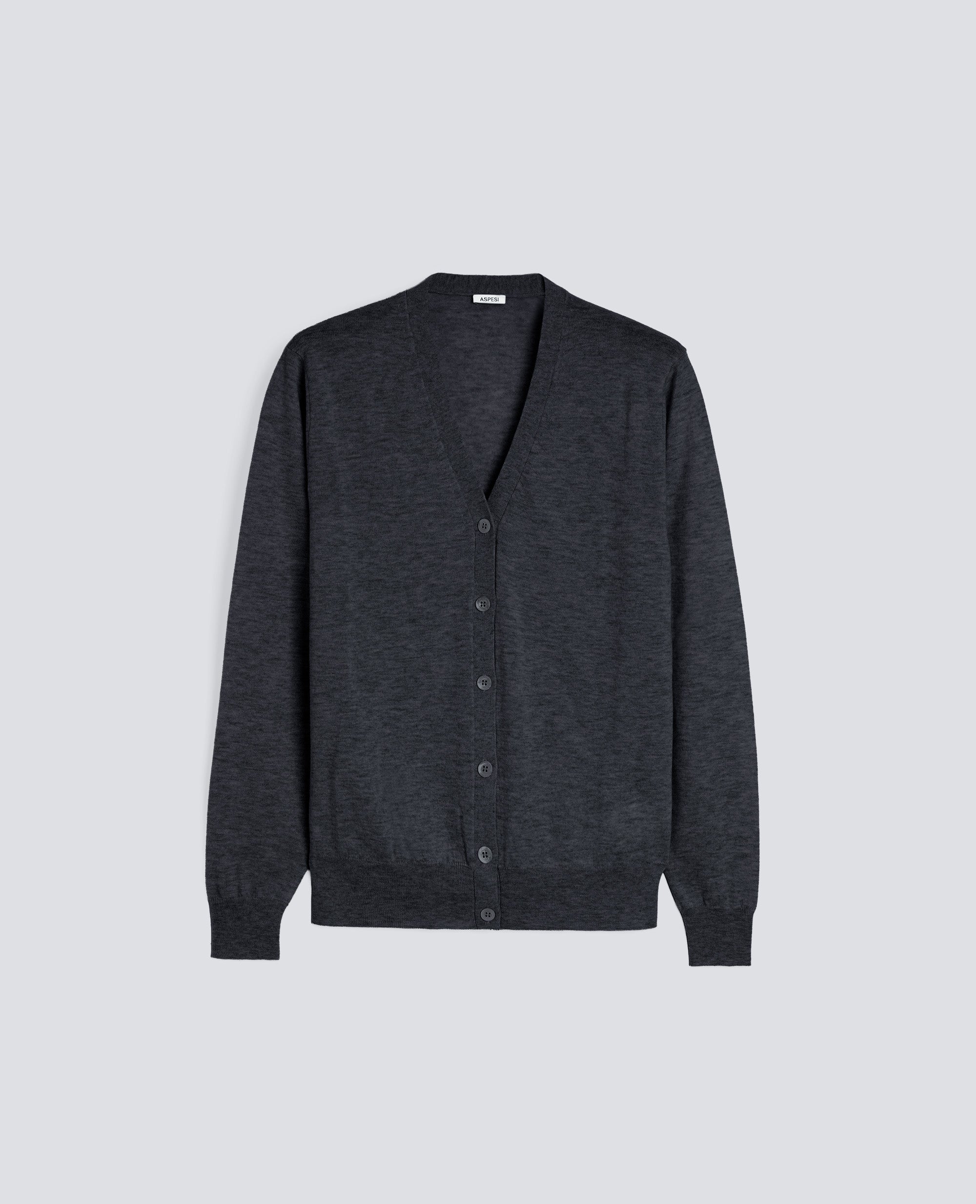 CARDIGAN IN LANA E CASHMERE-ANTRACITE-CHARCOAL-ANTRACITA-ANTHRAZIT-ANTHRACITE