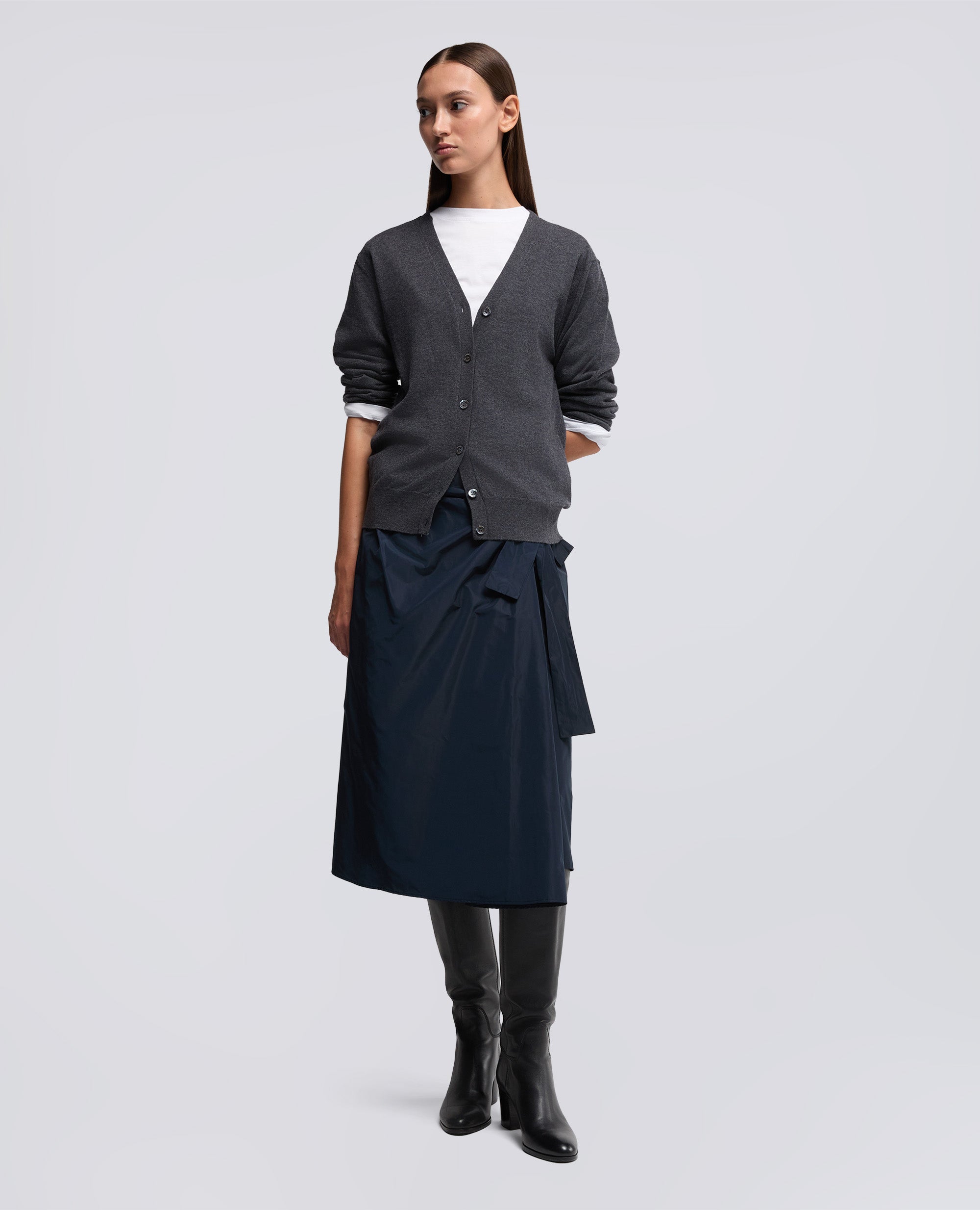 CARDIGAN IN LANA E CASHMERE-ANTRACITE-CHARCOAL-ANTRACITA-ANTHRAZIT-ANTHRACITE