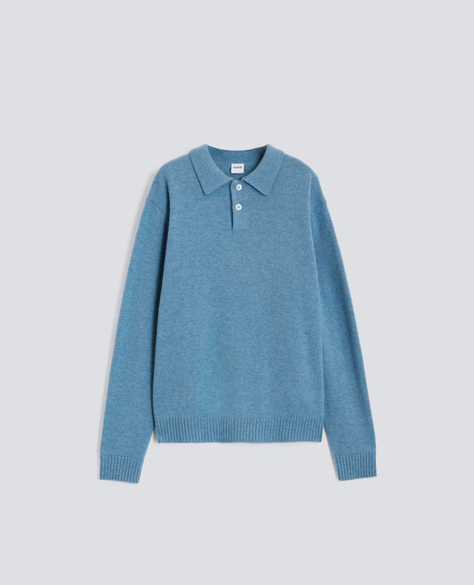 POLO IN CASHMERE-AZZURRO-SKY BLUE-AZUL CLARO-HIMMELBLAU-BLEU CIEL