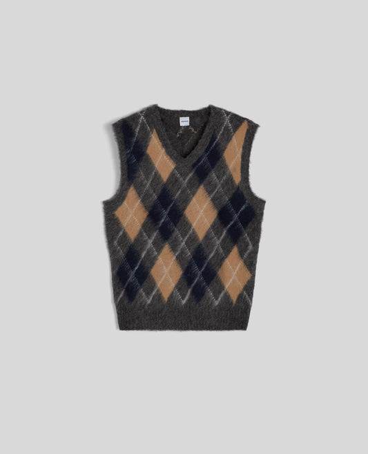 GILET IN LANA SHETLAND-GRIGIO-GREY-GRIS-GRAU-GRIS