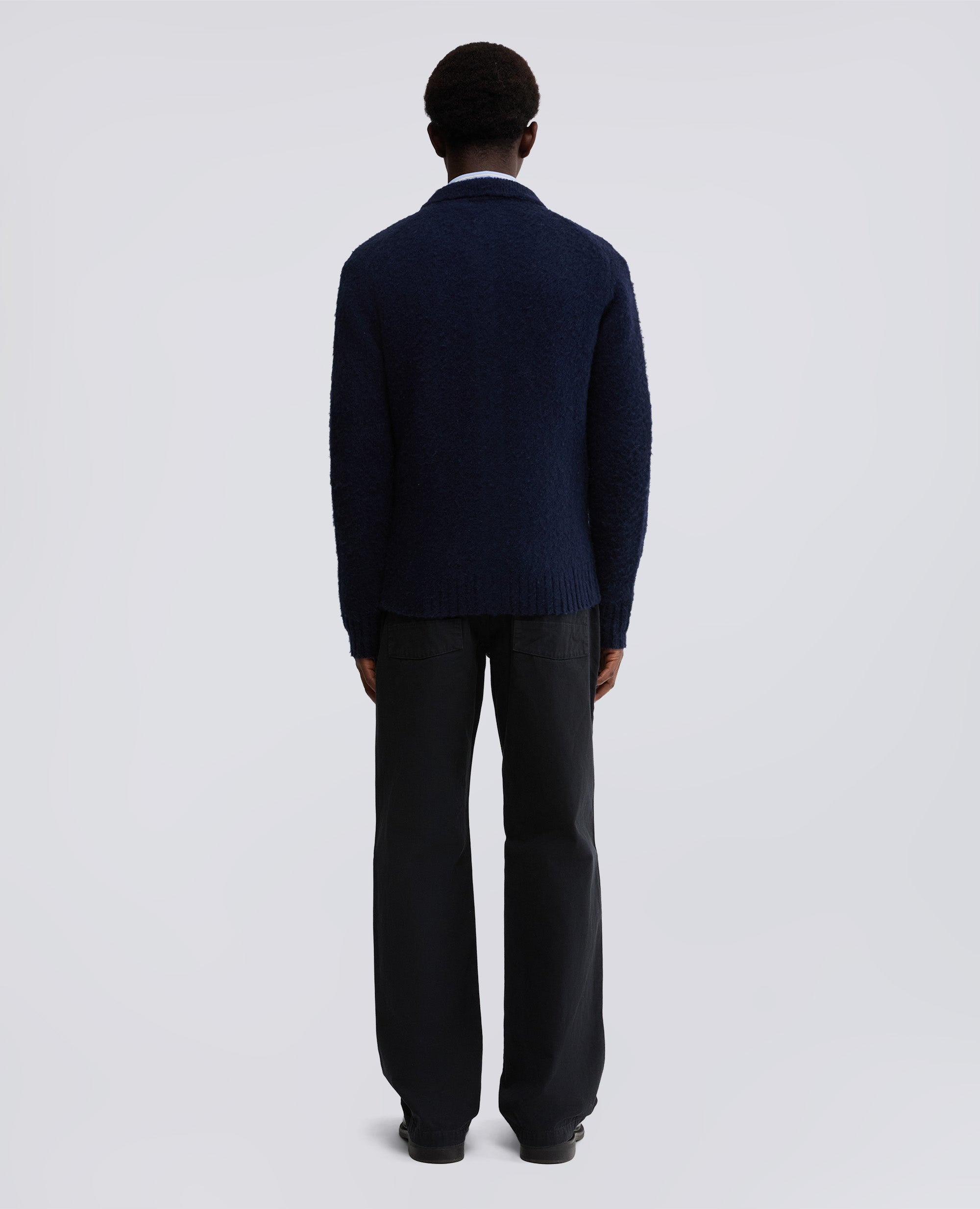 CARDIGAN A CAMICIA IN LANA SHETLAND-NAVY-NAVY-AZUL MARINO-NAVY-NAVY