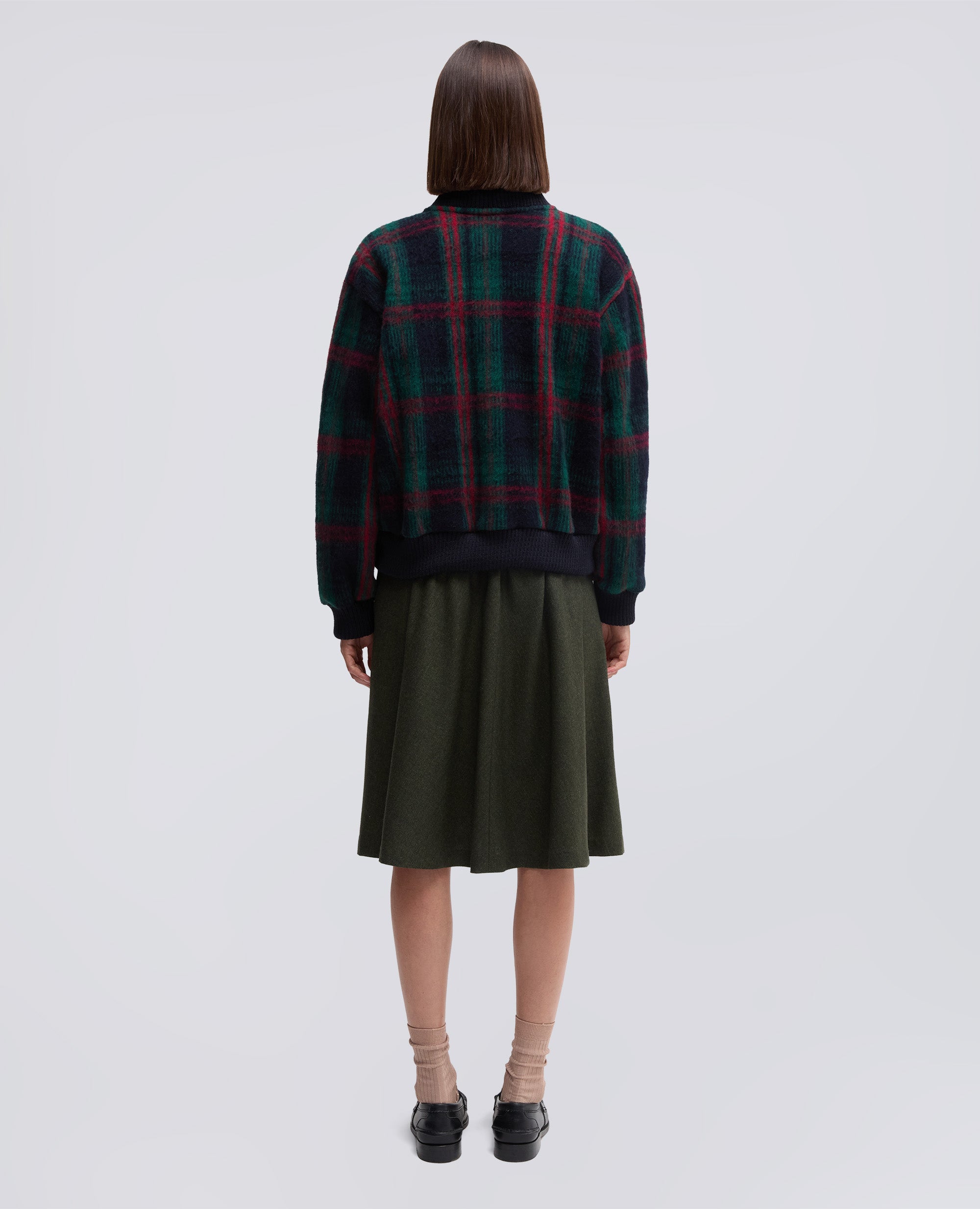 MAGLIA IN LANA PIRENAICA-CHECK VERDE-GREEN CHECK-CUADROS VERDES-GRUNES KAROMUSTER-CARREAUX VERTS