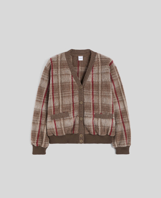 CARDIGAN IN LANA PIRENAICA-CHECK BEIGE-CHECK BEIGE-CHECK BEIGE-CHECK BEIGE-CHECK BEIGE