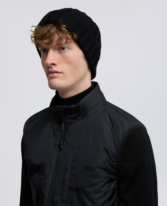 BERRETTO IN LANA A COSTE-NERO-BLACK-NEGRO-SCHWARZ-NOIR