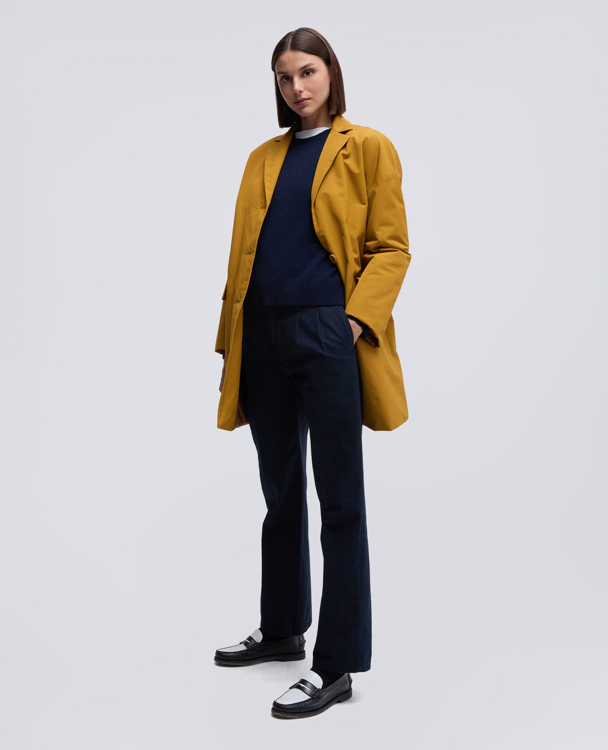 PANTALONE IN GABARDINA DI COTONE CON PINCES-NAVY-NAVY-AZUL MARINO-NAVY-NAVY