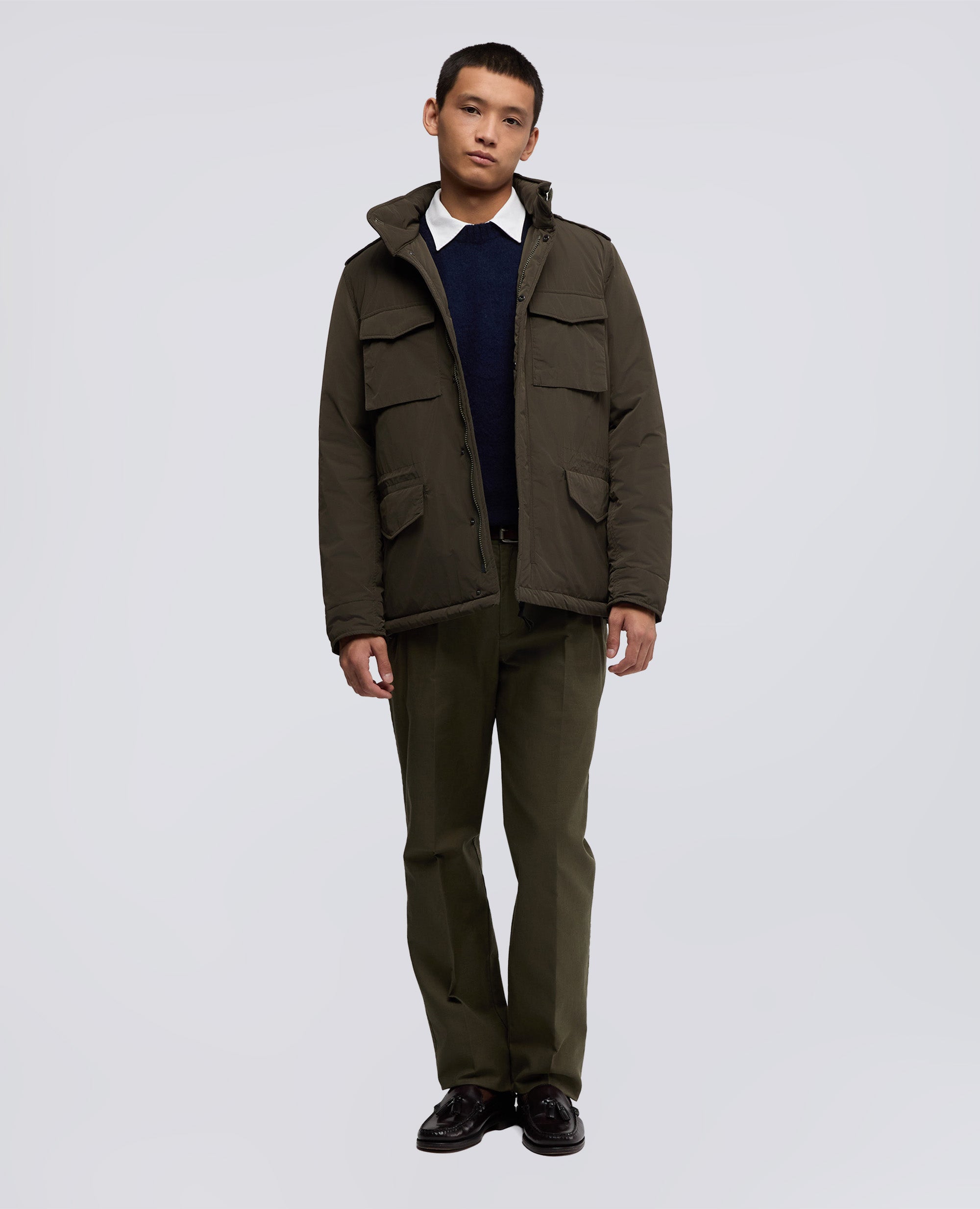 FIELD JACKET MINI FIELD VENTO IN NYLON-MILITARE-MILITARY-MILITAR-MILITAR-MILITAIRE