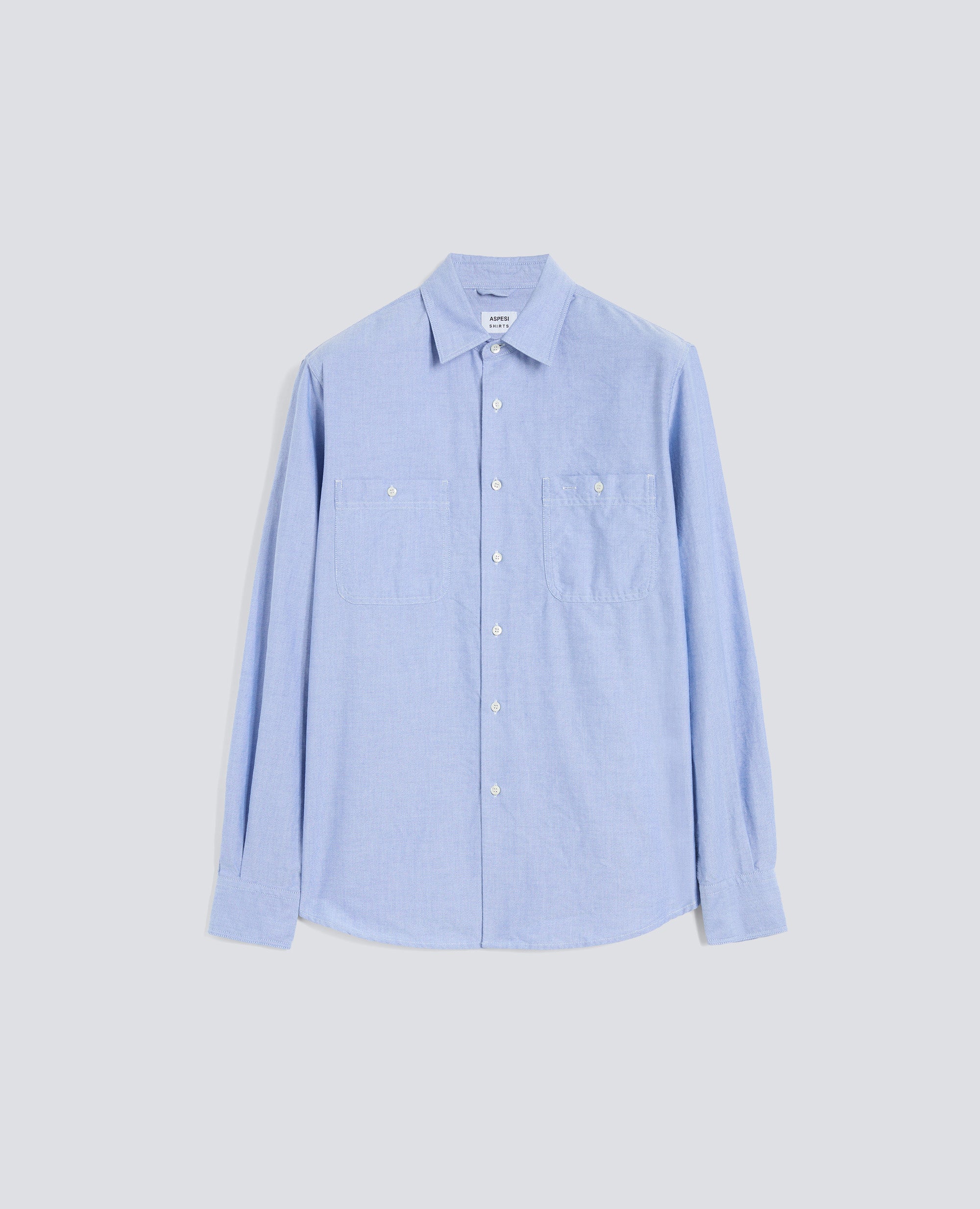 CAMICIA DA LAVORO IN CHAMBRAY DI COTONE GIAPPONESE-AZZURRO-SKY BLUE-AZUL CLARO-HIMMELBLAU-BLEU CIEL