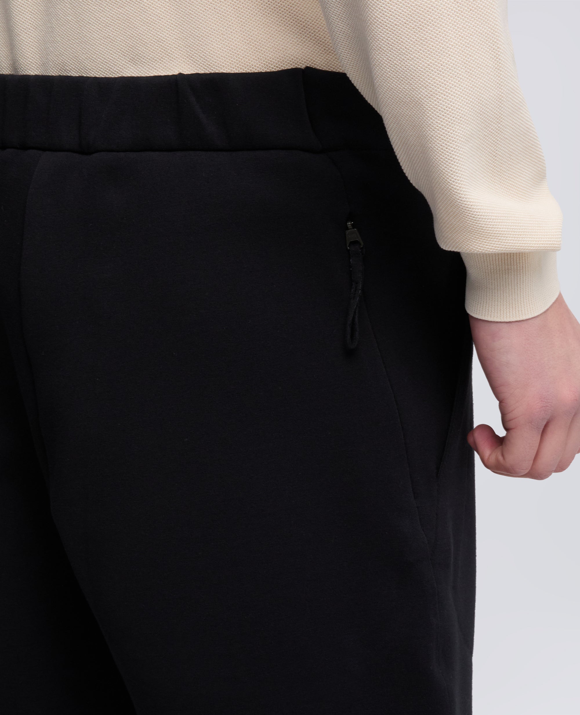 PANTALONE IN JERSEY DI COTONE DOPPIO-NERO-BLACK-NEGRO-SCHWARZ-NOIR