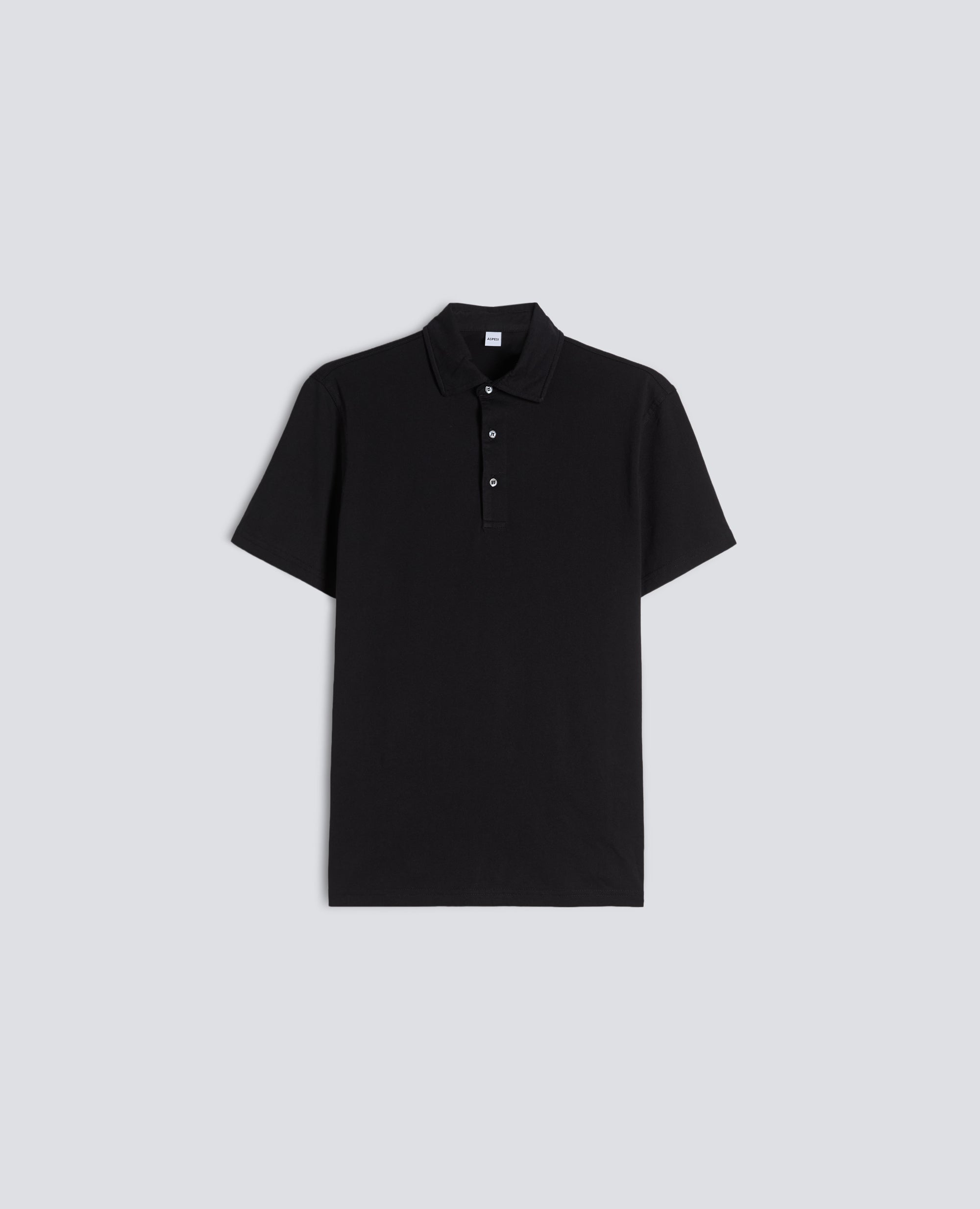 POLO IN JERSEY DI COTONE-NERO-BLACK-NEGRO-SCHWARZ-NOIR
