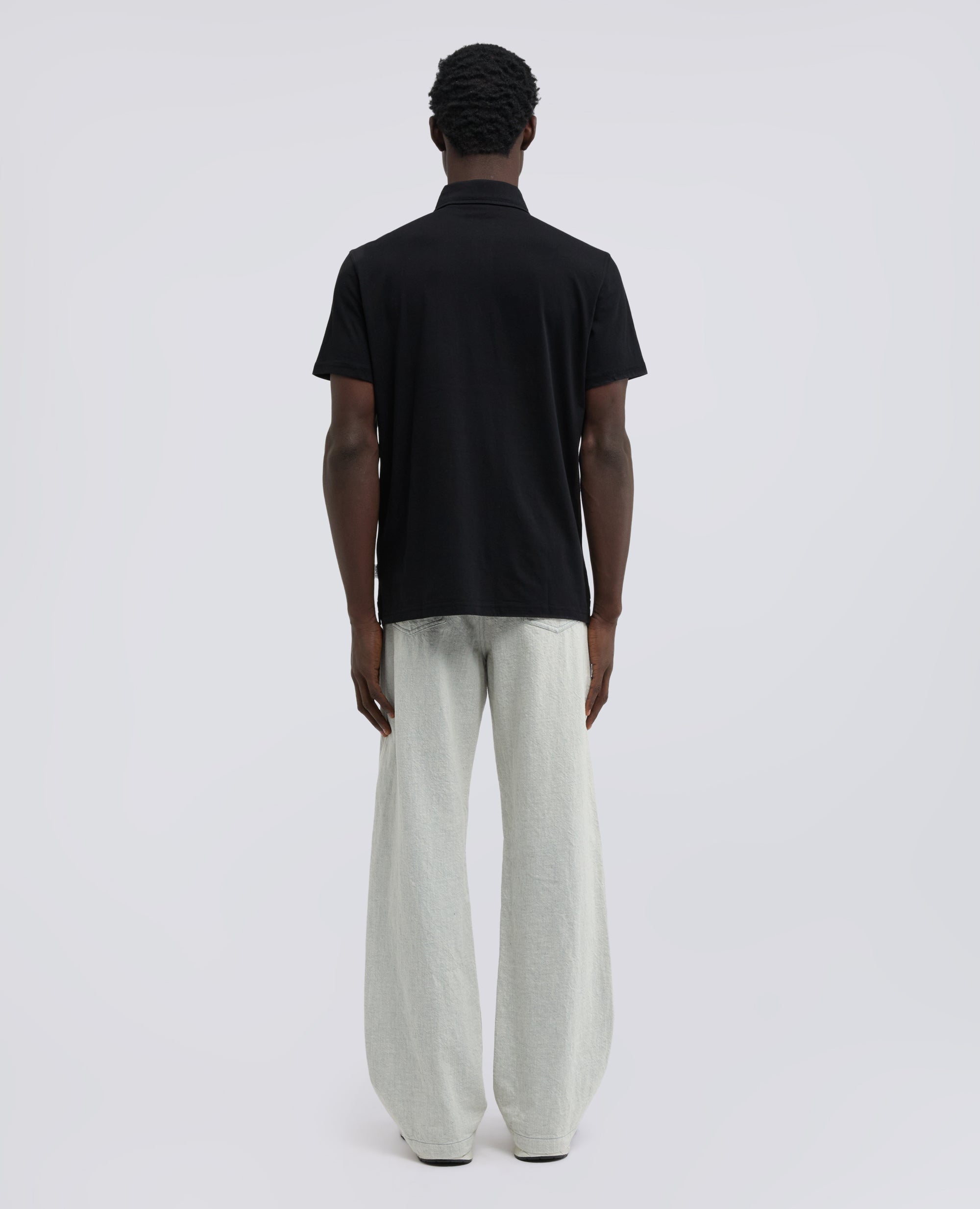 POLO IN JERSEY DI COTONE-NERO-BLACK-NEGRO-SCHWARZ-NOIR