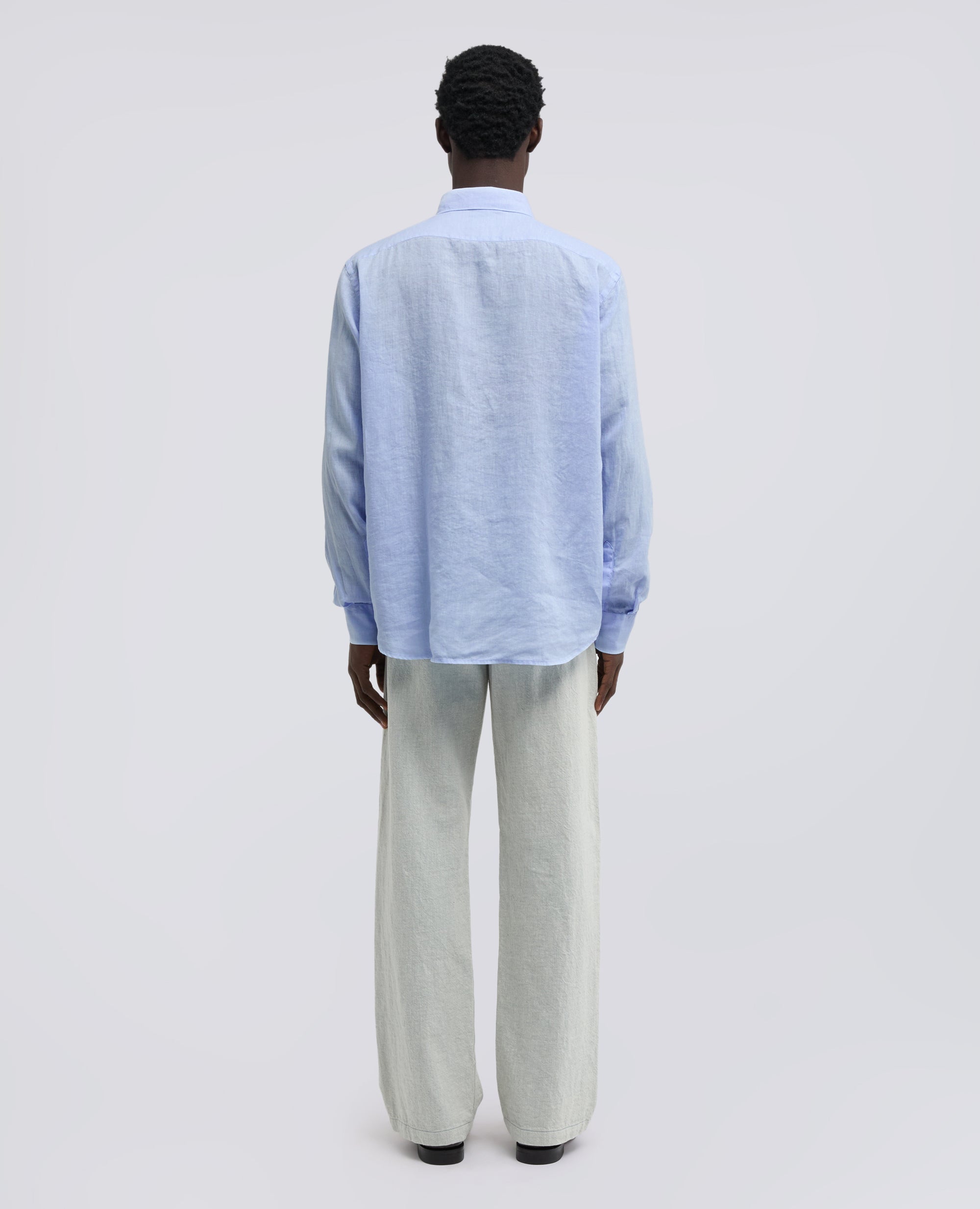 CAMICIA IN LINO LEGGERO CON TASCHINO-AZZURRO-SKY BLUE-AZUL CLARO-HIMMELBLAU-BLEU CIEL