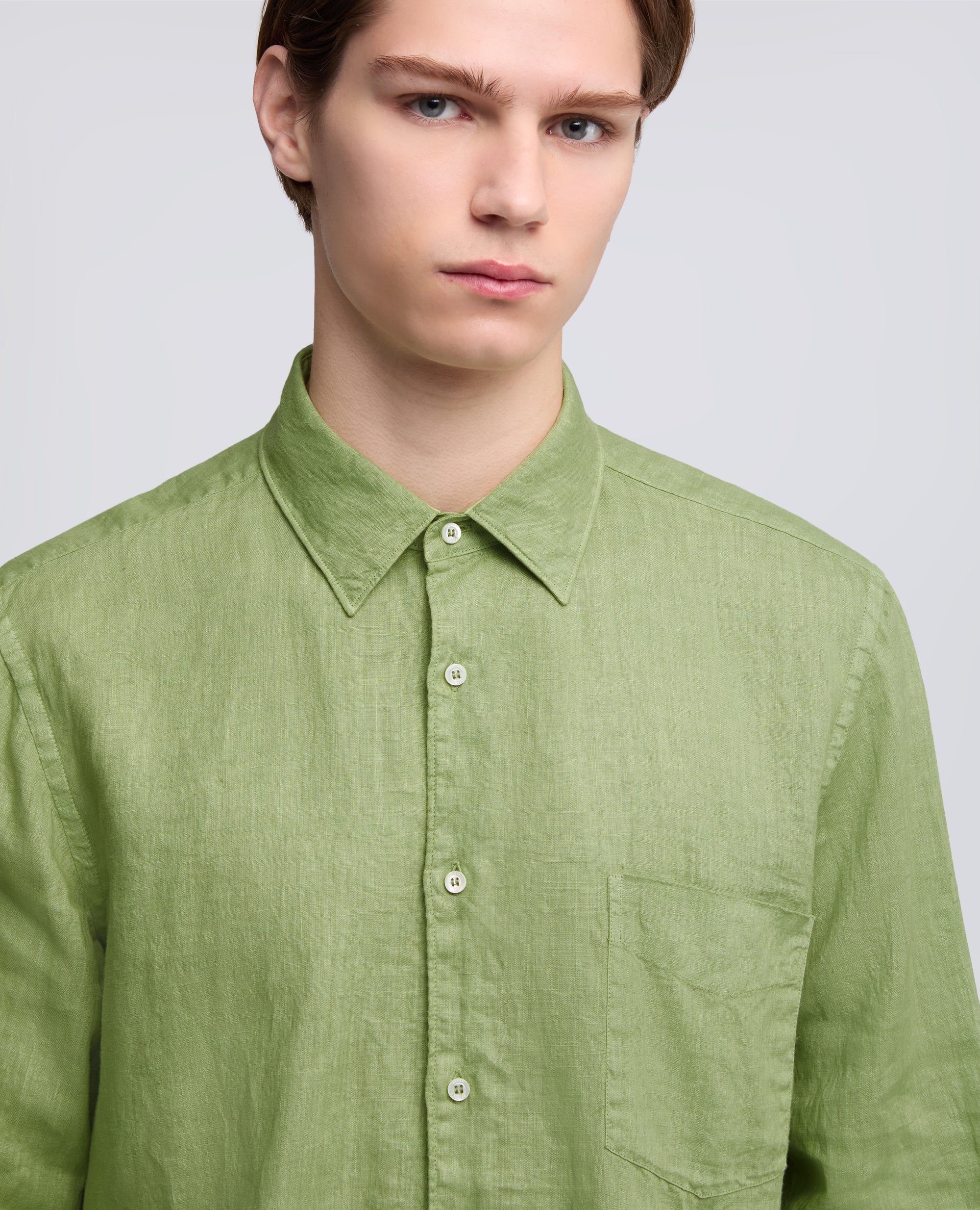 CAMICIA IN LINO LEGGERO CON TASCHINO-PISTACCHIO-PISTACCHIO-PISTACCHIO-PISTACCHIO-PISTACCHIO