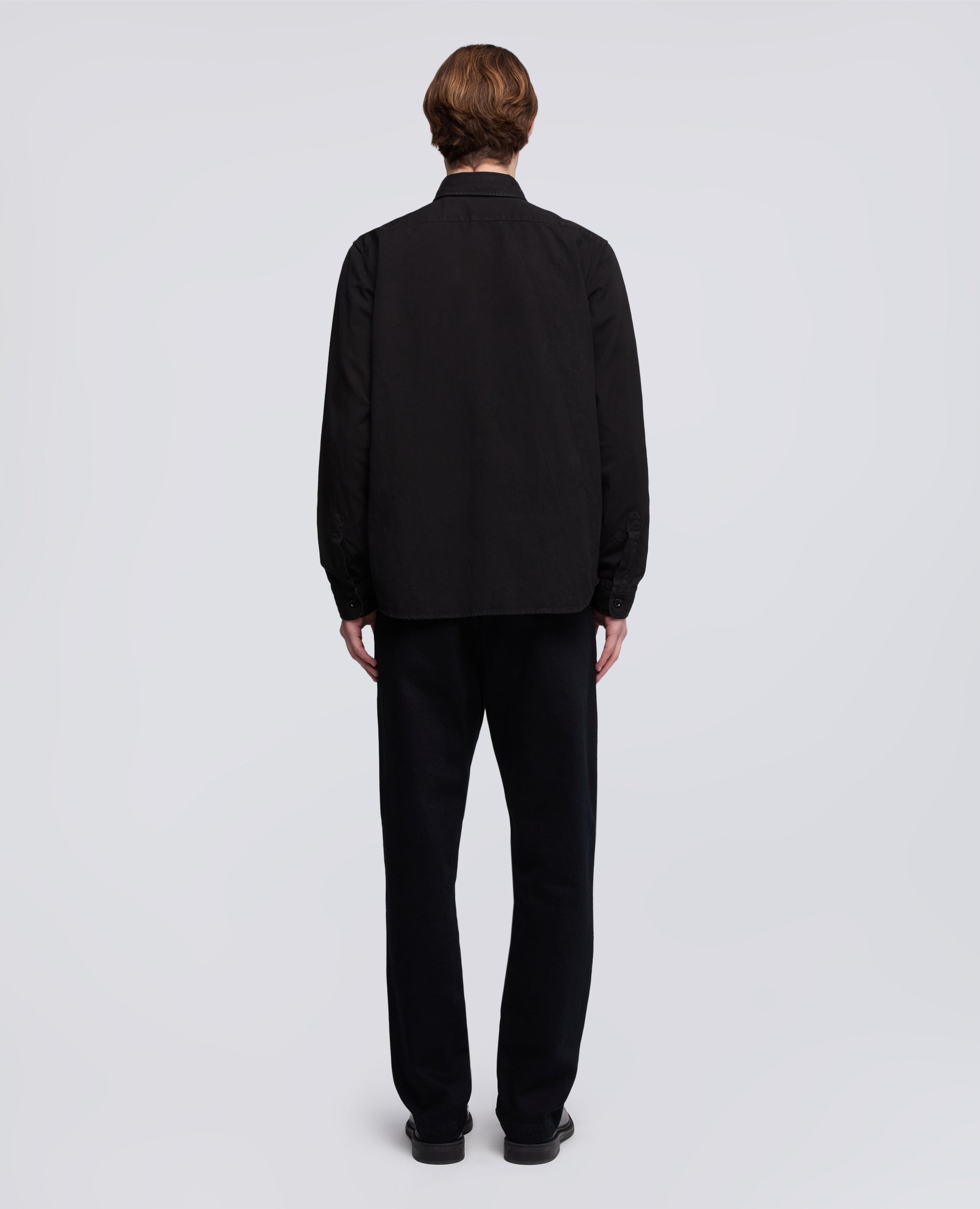 CAMICIA UTILITY IN GABARDINA DI COTONE-LINO-NERO-BLACK-NEGRO-SCHWARZ-NOIR