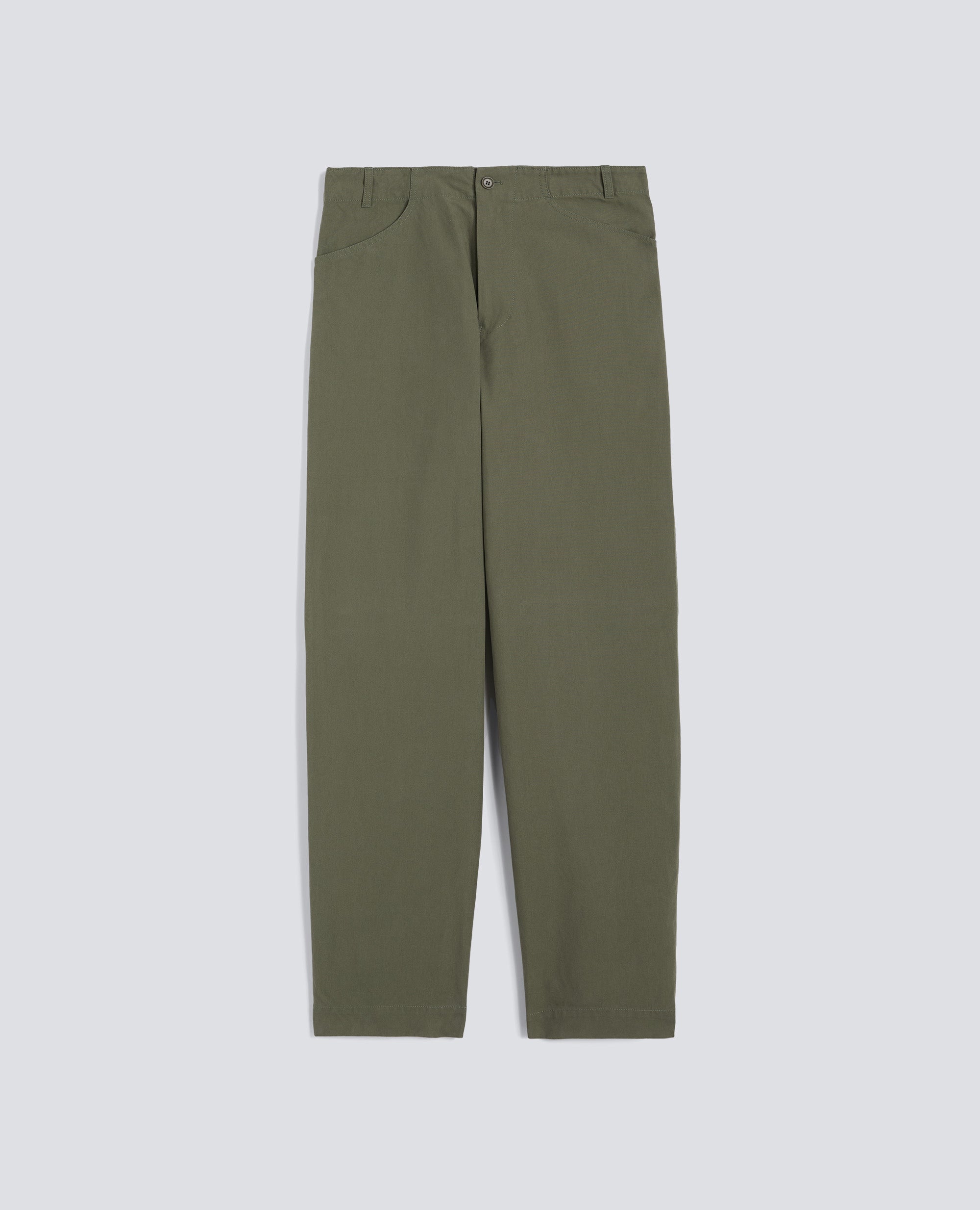 PANTALONE IN CANVAS DI COTONE TINTO PEZZA-OLIVA-OLIVE-OLIVA-OLIVEGRUN-VERT OLIVE