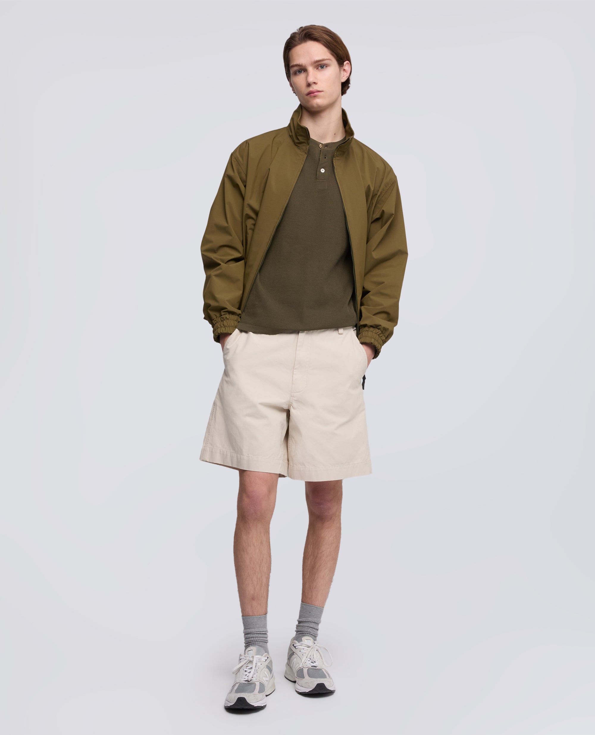 BERMUDA IN CANVAS DI COTONE TINTO PEZZA-GESSO-CHALK-GESSO-GESSO-GESSO