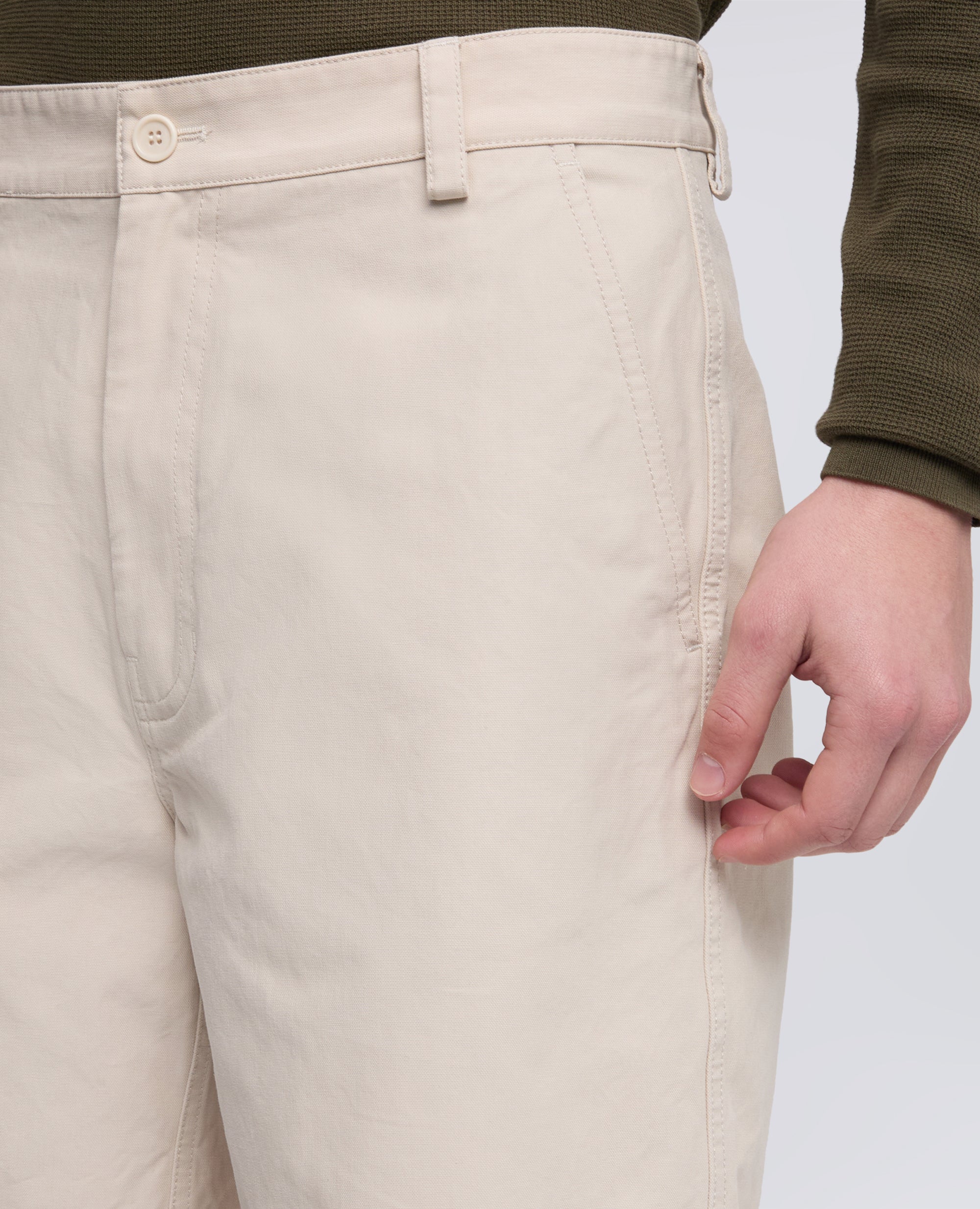 BERMUDA IN CANVAS DI COTONE TINTO PEZZA-GESSO-CHALK-GESSO-GESSO-GESSO