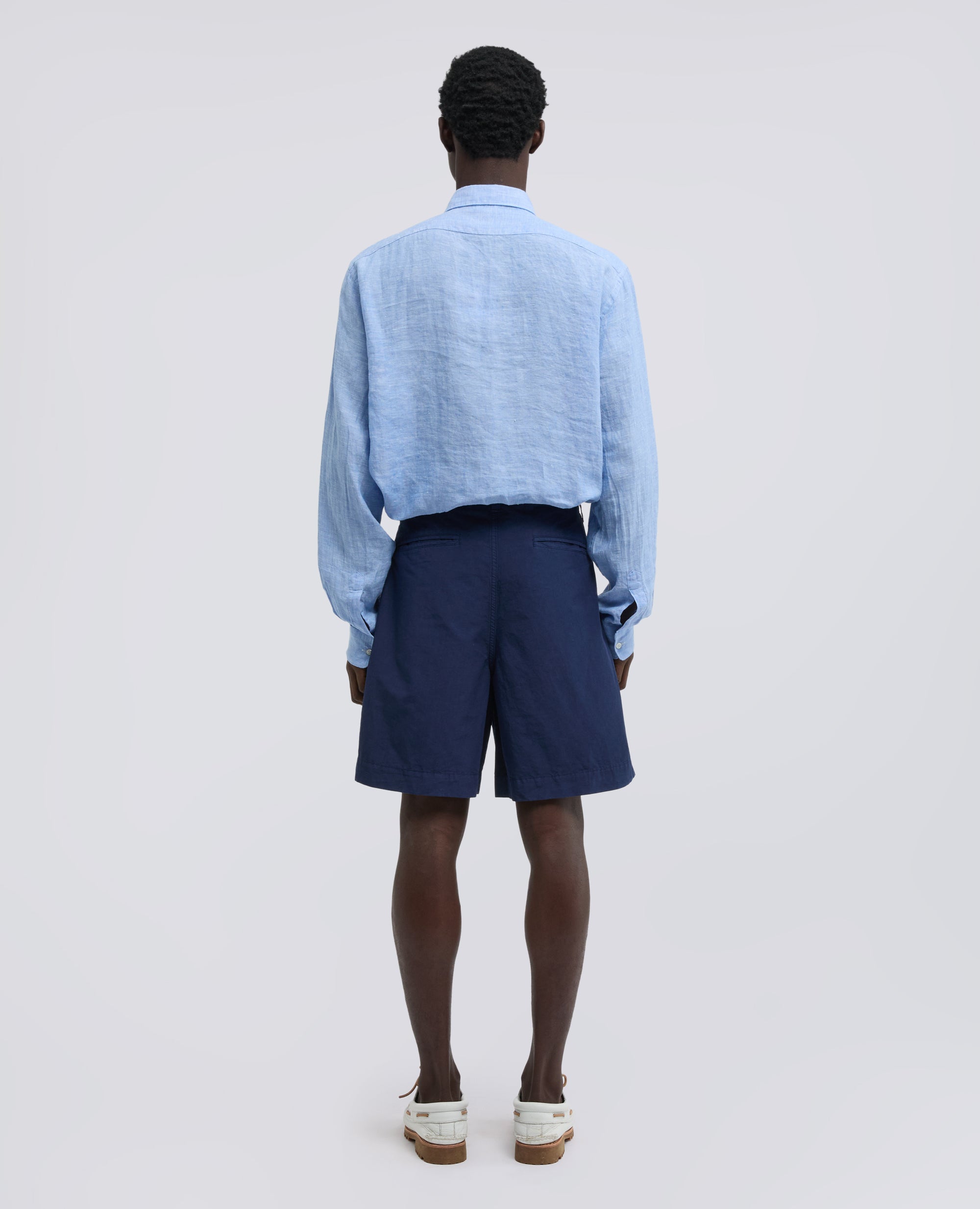 BERMUDA IN COTONE LINO FIAMMATO-BLUETTE-LIGHT BLUE-AZUL CLARO-HELLBLAU-BLEU