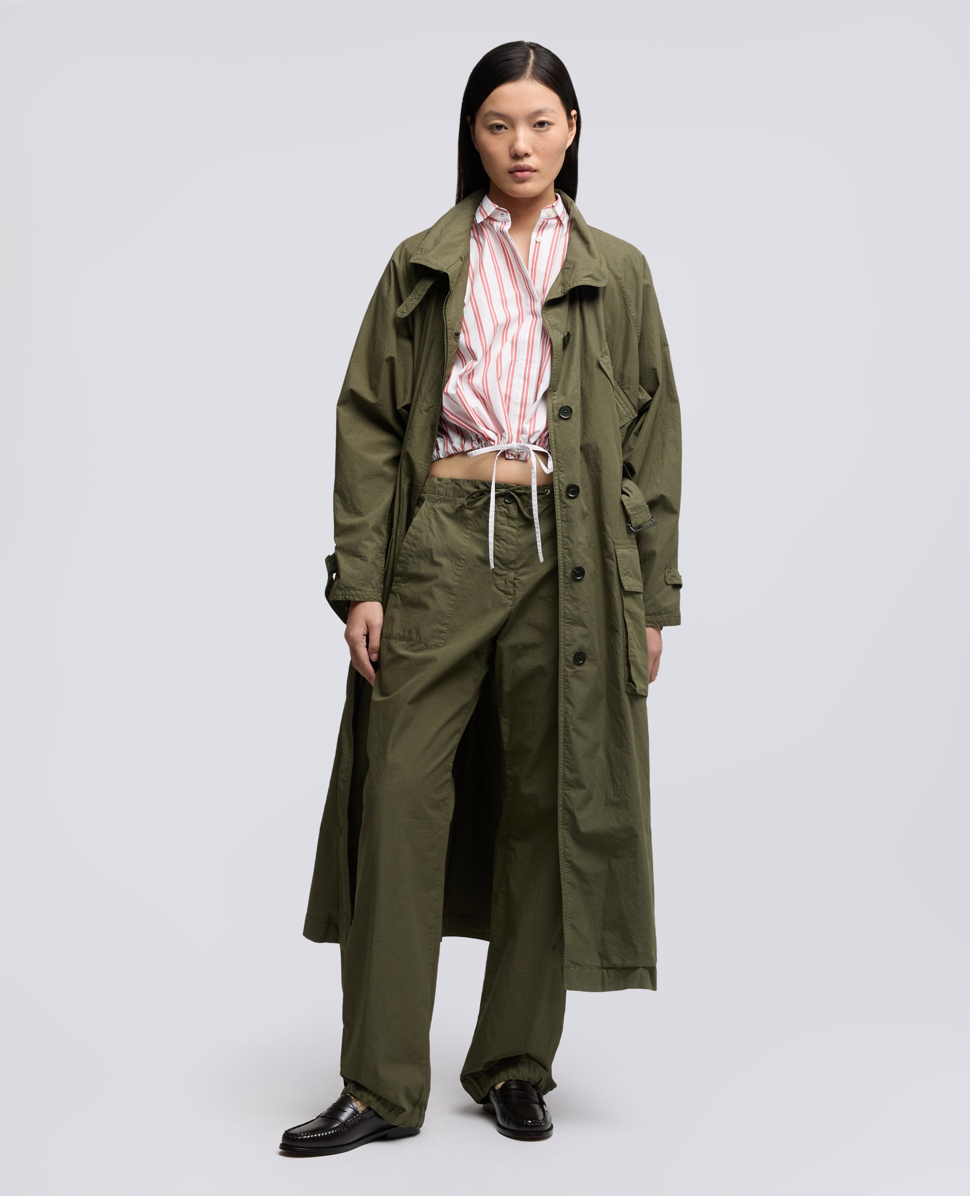 PANTALONE IN POPELINE COTONE TINTO CAPO-MILITARE-MILITARY-MILITAR-MILITAR-MILITAIRE