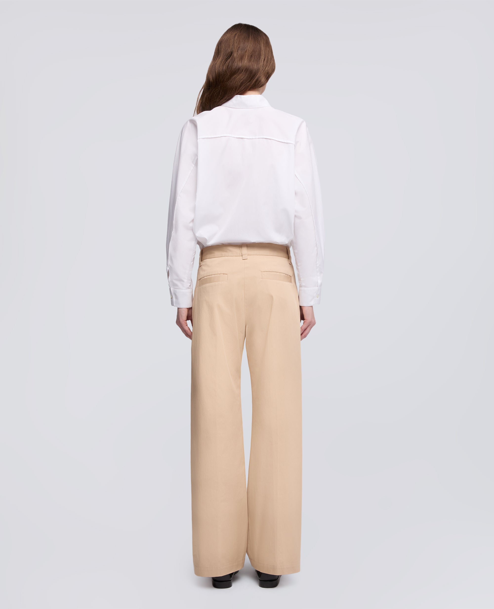 PANTALONE IN EXTRA FINE TWILL DI COTONE TINTO PEZZA-BEIGE-BEIGE-BEIS-BEIGE-BEIGE
