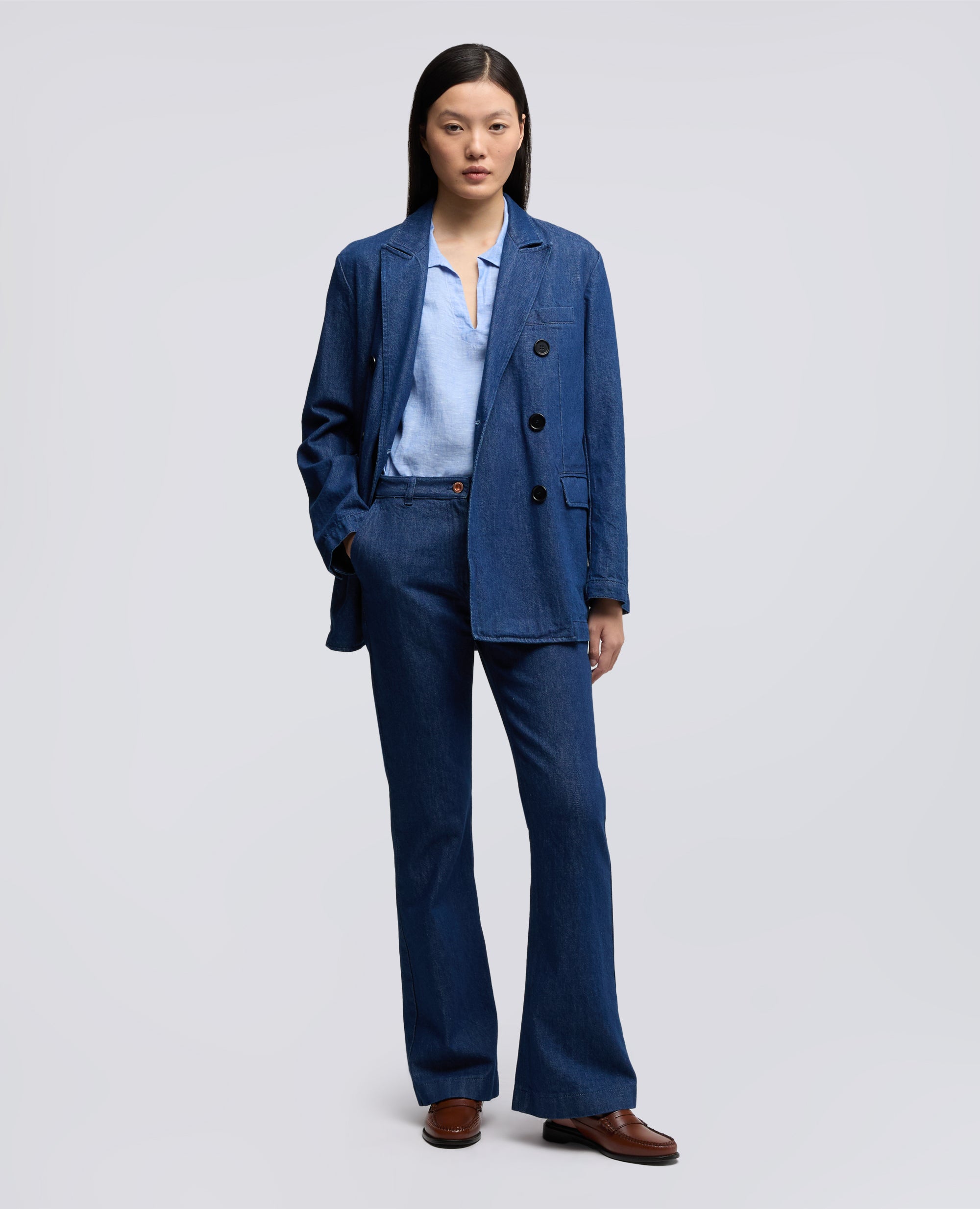 PANTALONE IN DENIM TWILL DI COTONE E LYOCELL-DENIM-DENIM-DENIM-DENIM-DENIM