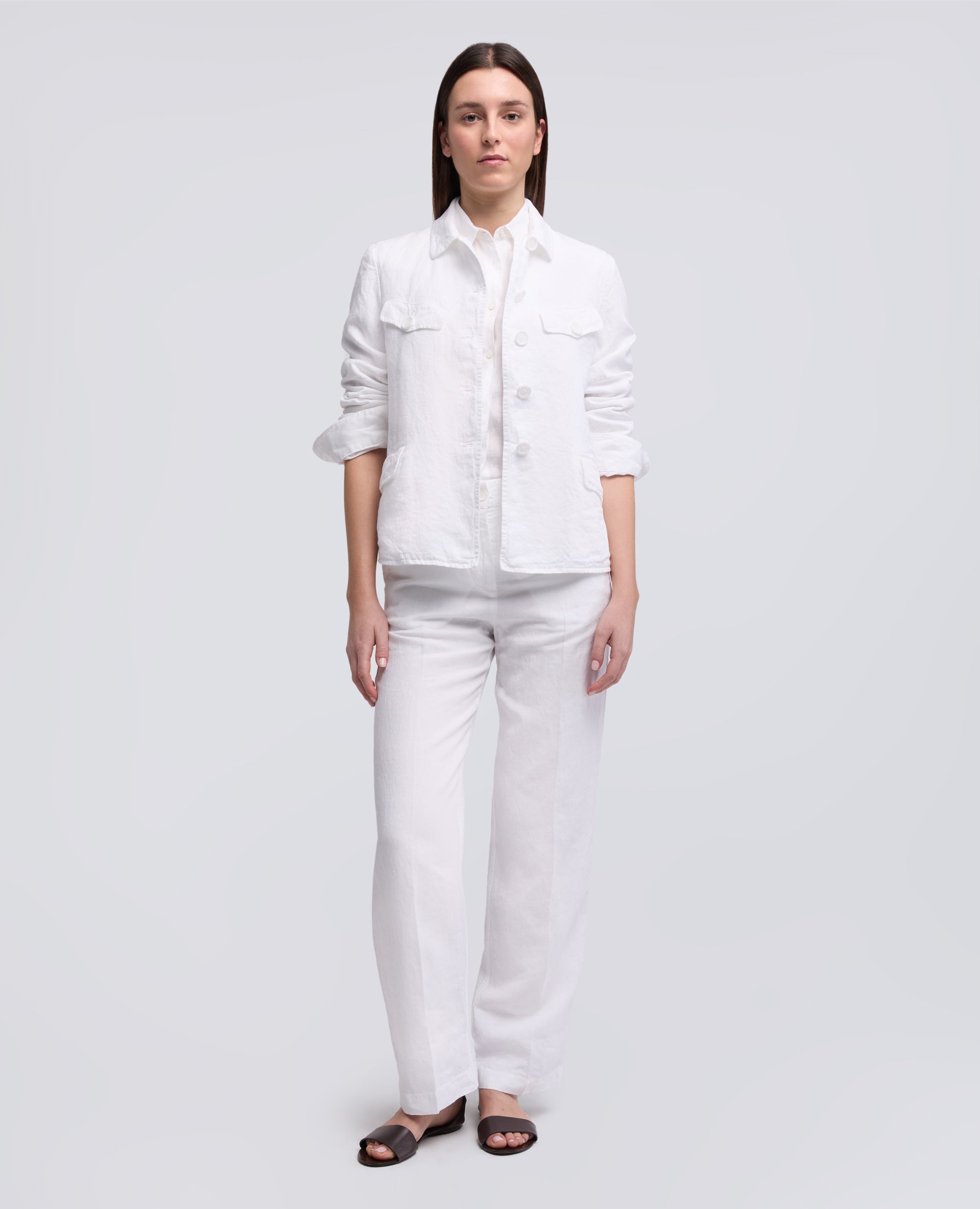 GIACCA MONOPETTO IN LINO FIAMMATO TINTO CAPO-BIANCO-WHITE-BLANCO-WEISS-BLANC