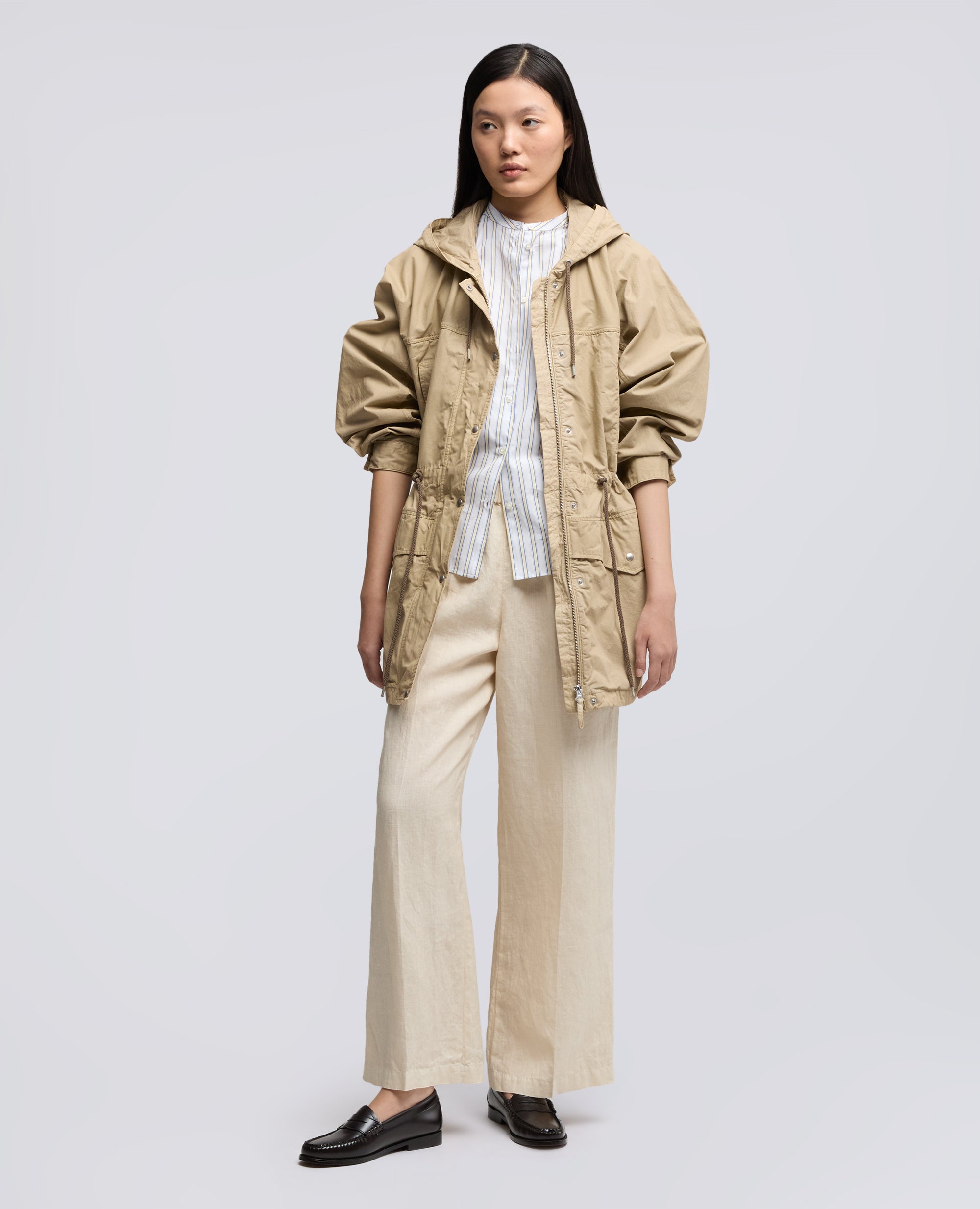 PARKA IN TELA DI COTONE TINTO CAPO-BEIGE-BEIGE-BEIS-BEIGE-BEIGE