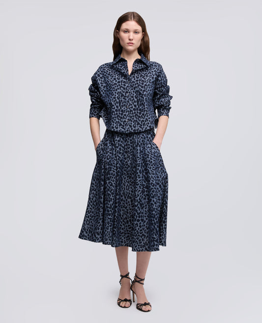 GONNA IN CHAMBRAY DI COTONE GIAPPONESE-ANIMALIER-ANIMALIER-ANIMALIER-ANIMALIER-ANIMALIER