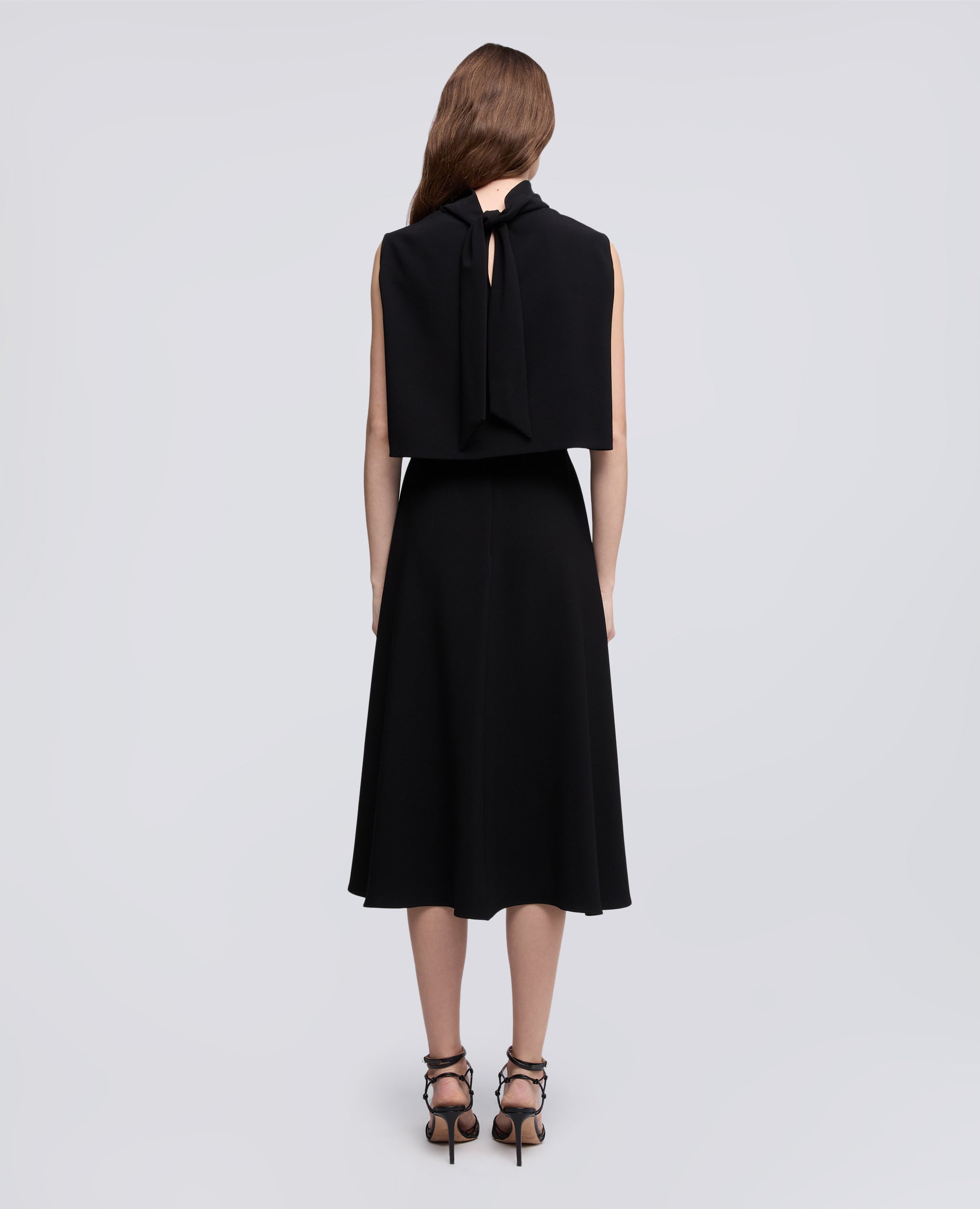 ABITO IN CADY CREPE DI TRIACETATO POLIESTERE-NERO-BLACK-NEGRO-SCHWARZ-NOIR