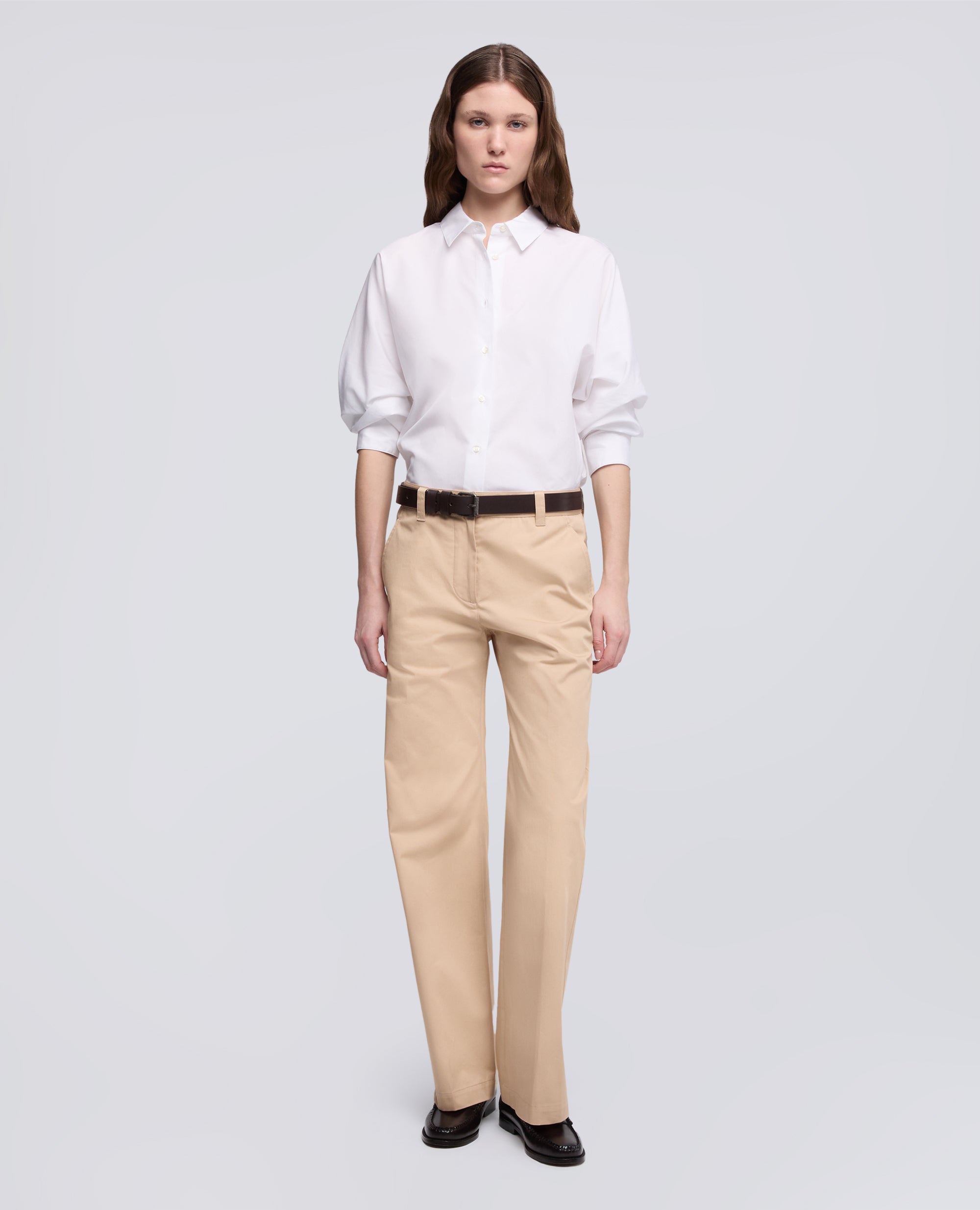 CAMICIA IN POPELINE DI COTONE-BIANCO-WHITE-BLANCO-WEISS-BLANC