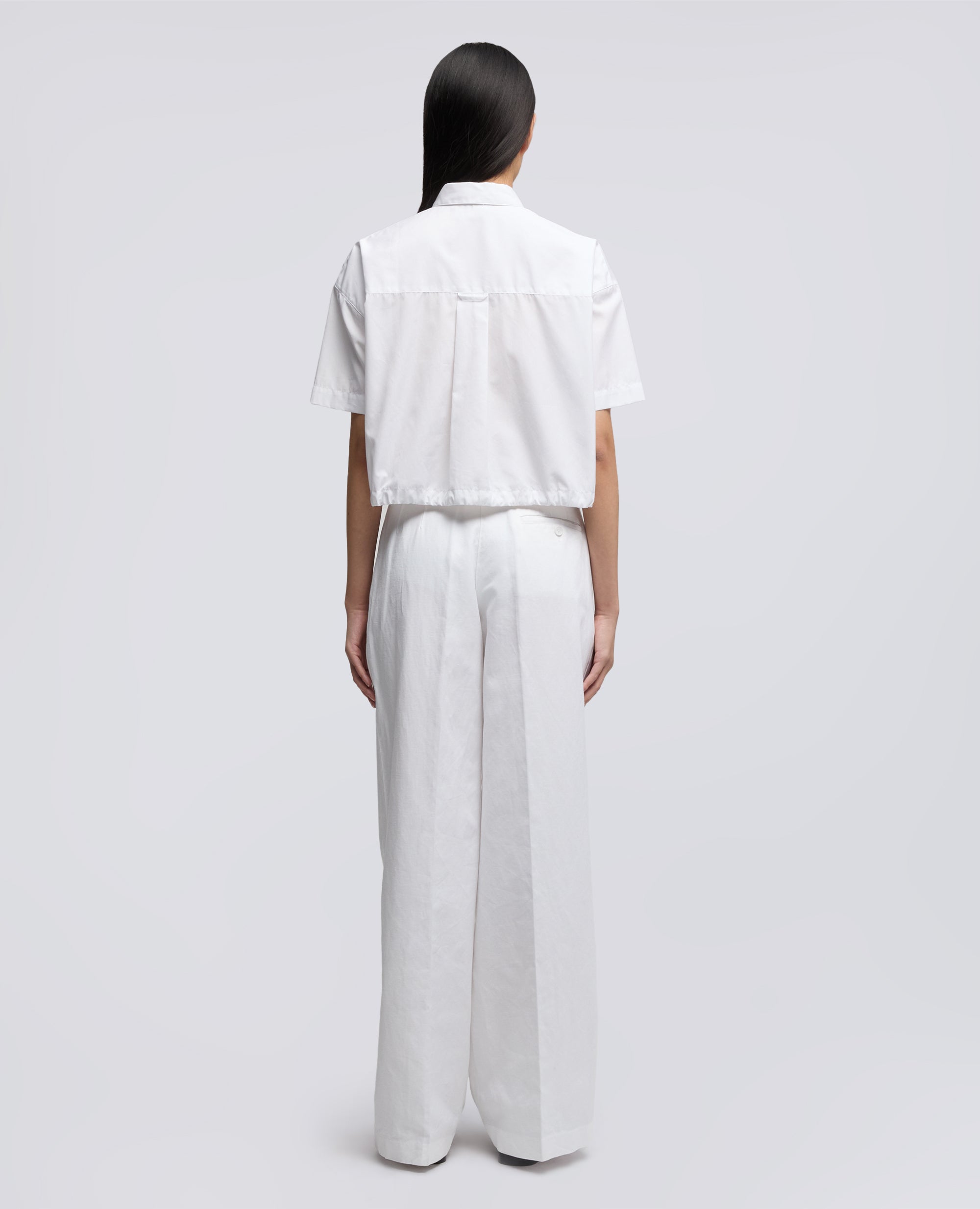 CAMICIA IN POPELINE DI COTONE-BIANCO-WHITE-BLANCO-WEISS-BLANC