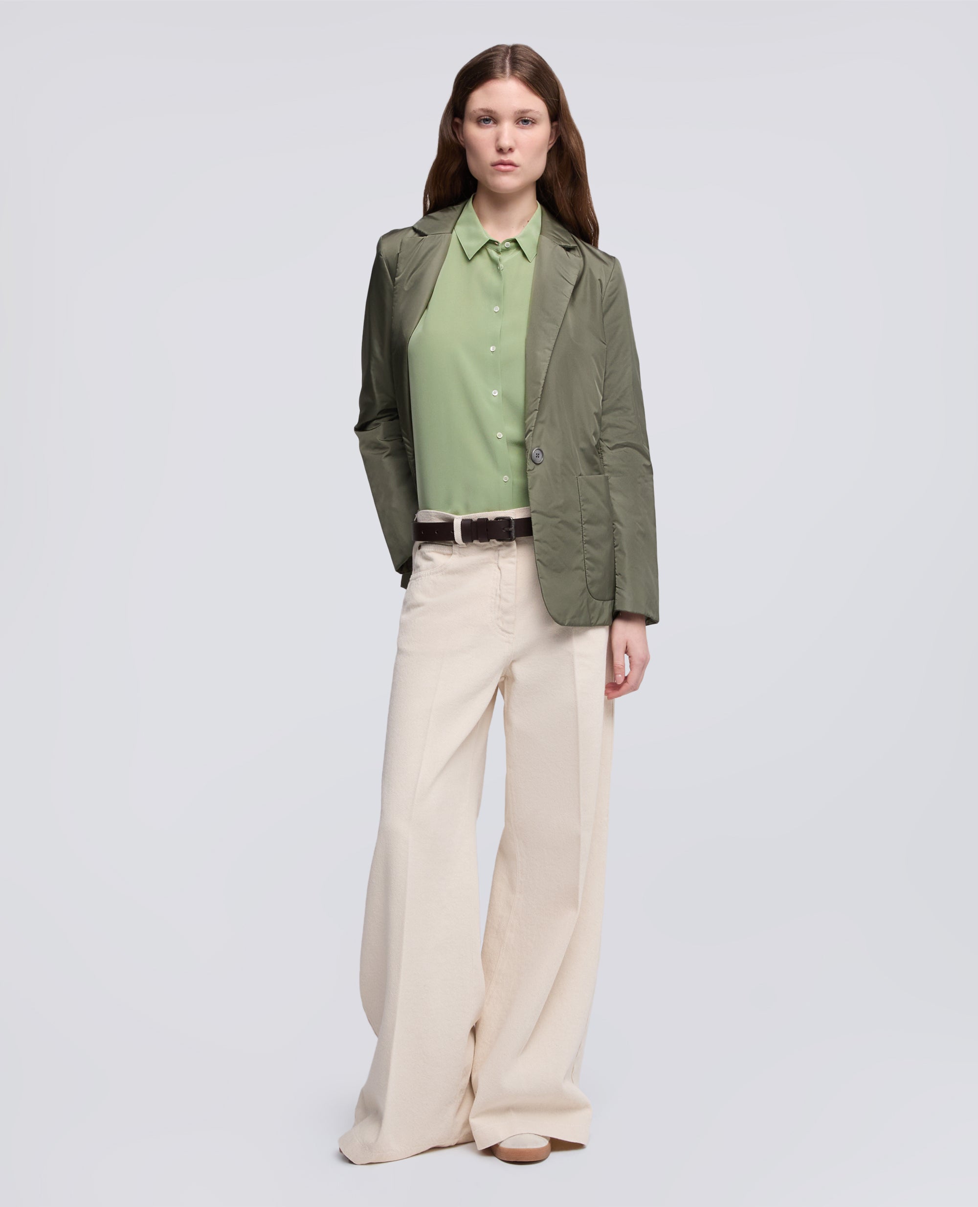 CAMICIA IN CREPE DE CHINE SETA-VERDINO-LIGHT GREEN-VERDINO-VERDINO-VERDINO
