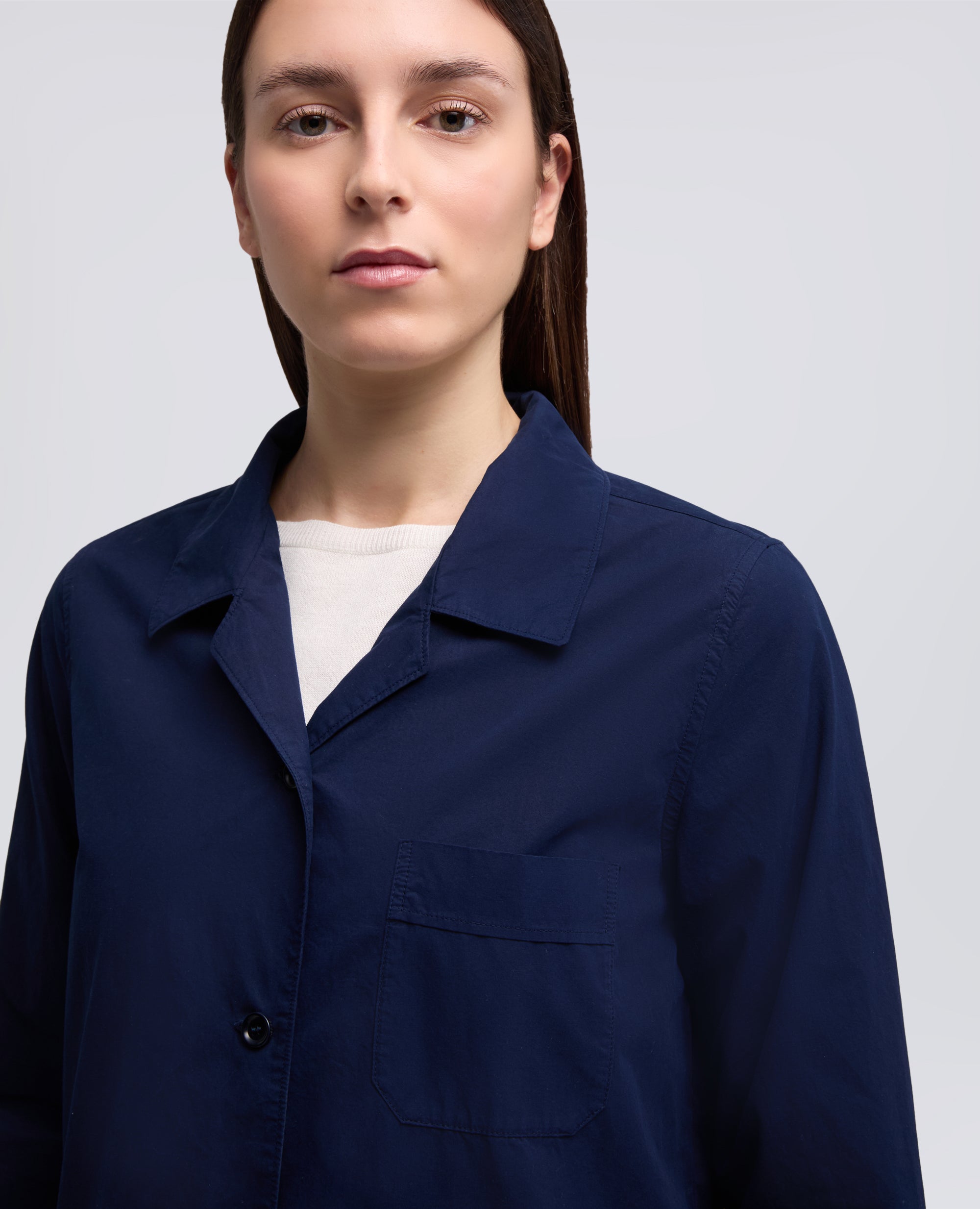 GIACCA CAMICIA TIPO PIGIAMA IN POPELINE COTONE TINTO CAPO-BLU-BLUE-AZUL-BLAU-BLEU