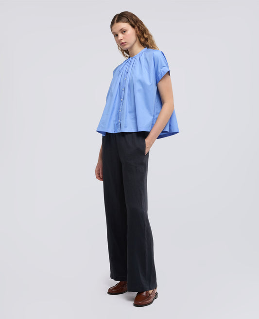 CAMICIA IN POPELINE DI COTONE-AZZURRO-SKY BLUE-AZUL CLARO-HIMMELBLAU-BLEU CIEL