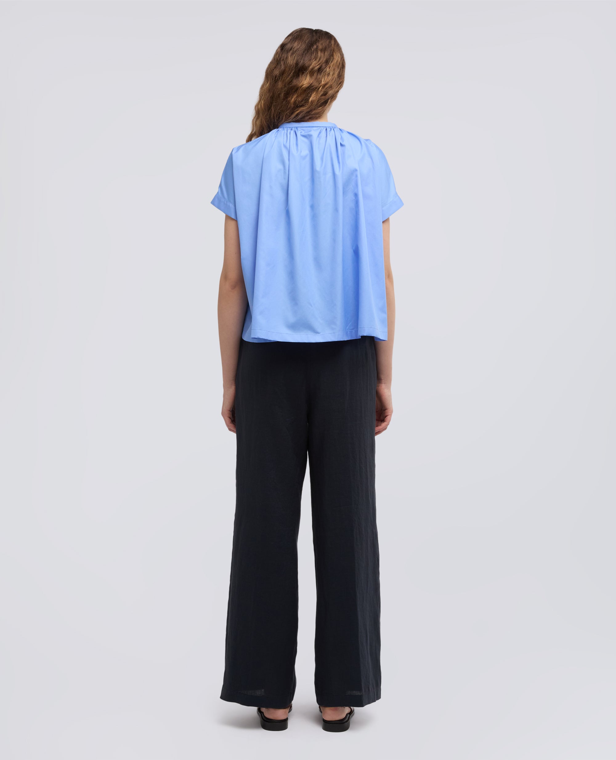 CAMICIA IN POPELINE DI COTONE-AZZURRO-SKY BLUE-AZUL CLARO-HIMMELBLAU-BLEU CIEL