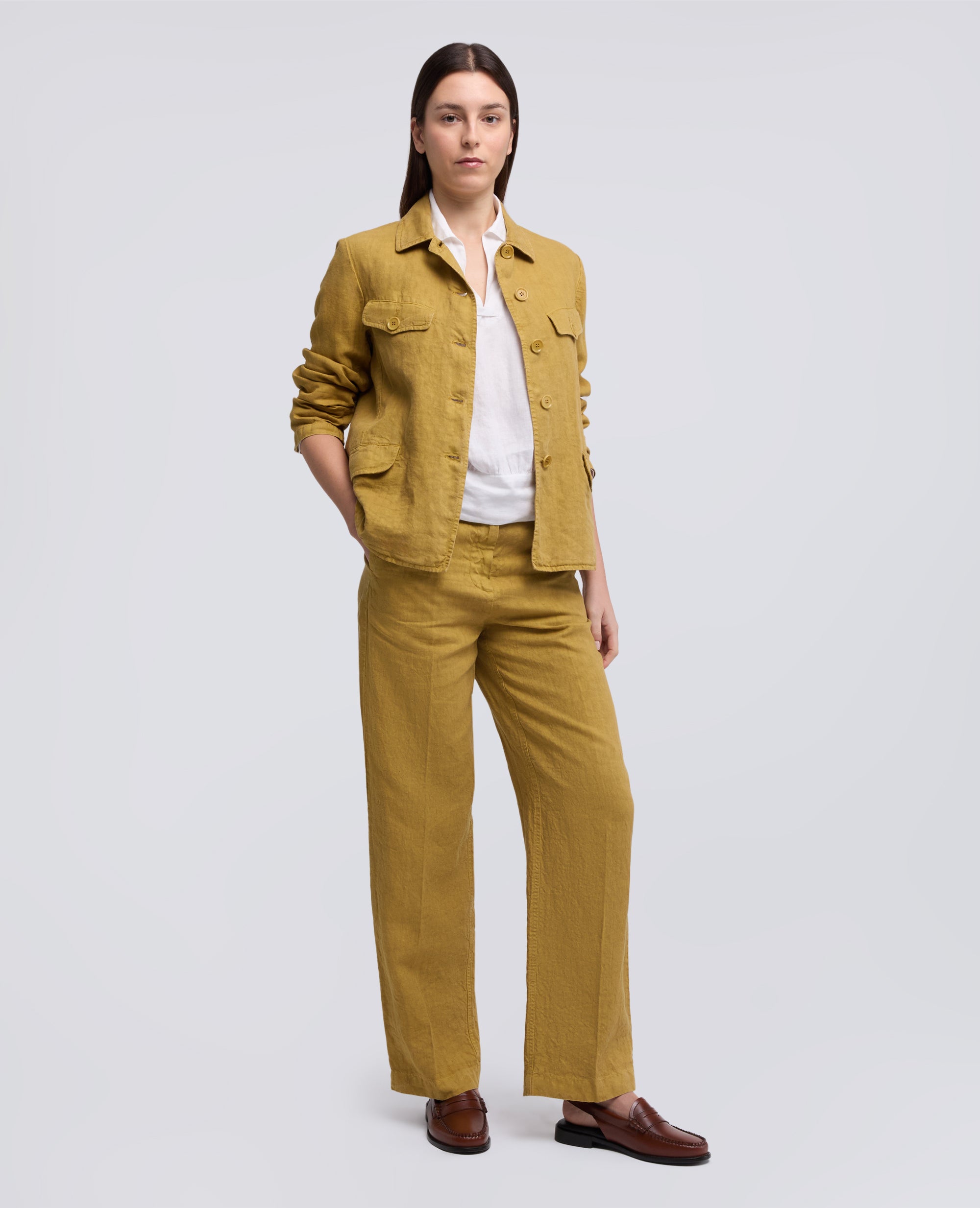 CAMICIA IN LINO LEGGERO TINTO CAPO-BIANCO-WHITE-BLANCO-WEISS-BLANC