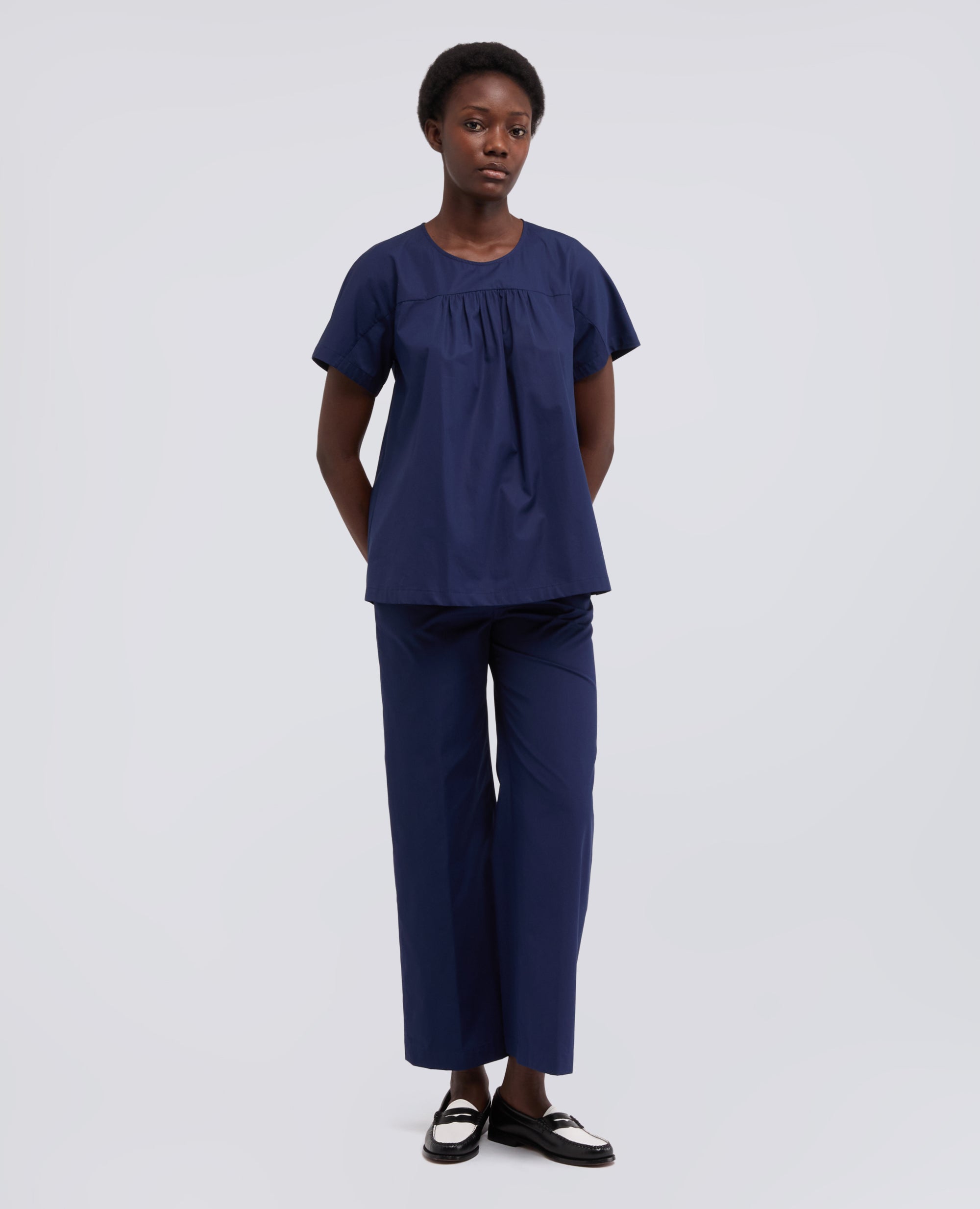 TOP IN POPELINE COTONE-BLUETTE-LIGHT BLUE-AZUL CLARO-HELLBLAU-BLEU