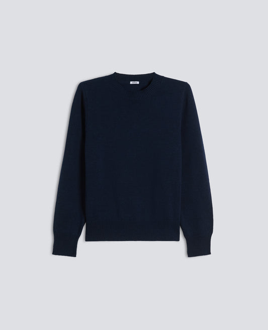 MAGLIA GIROCOLLO A MANICHE LUNGHE IN COTONE-NAVY-NAVY-AZUL MARINO-NAVY-NAVY