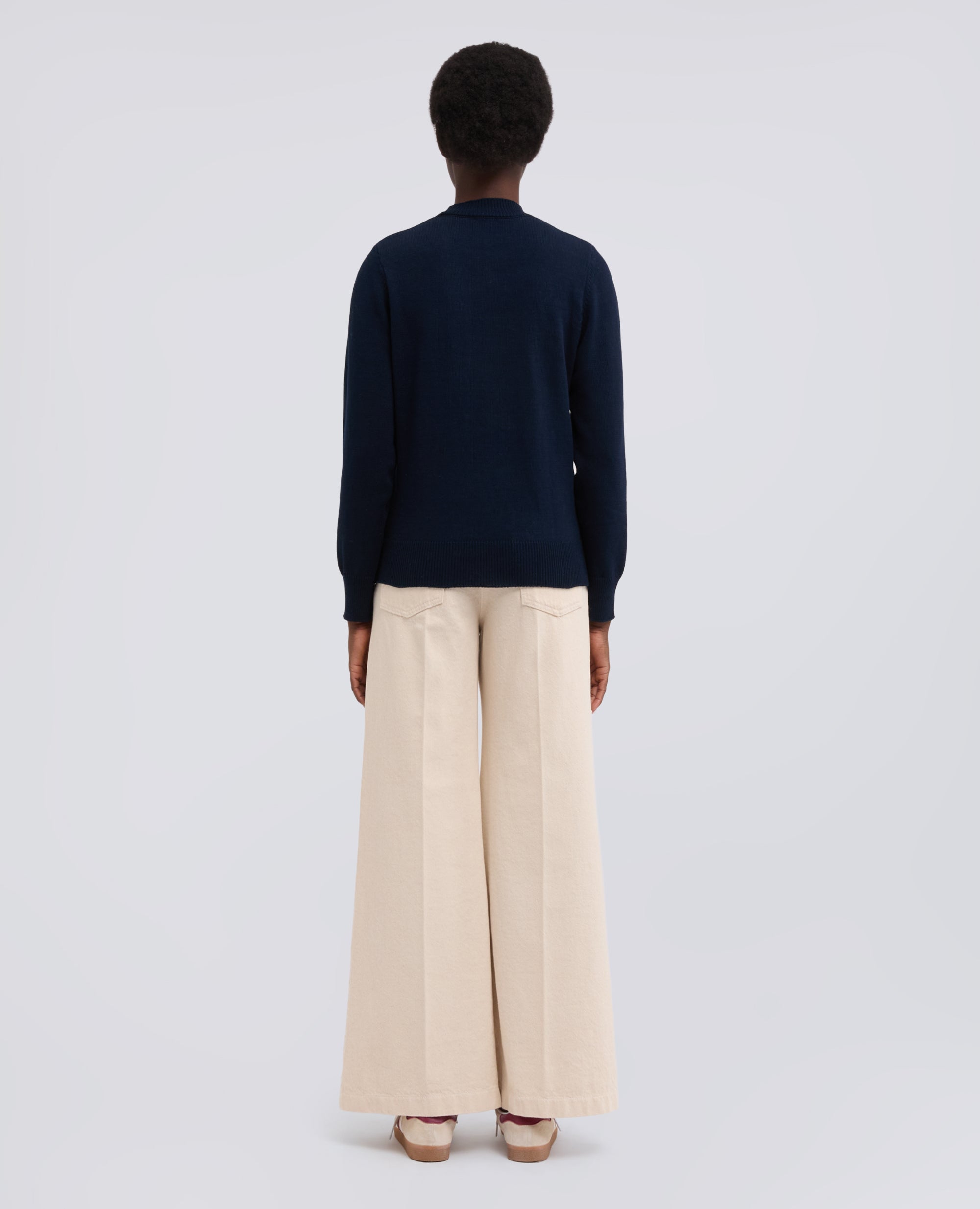 MAGLIA GIROCOLLO A MANICHE LUNGHE IN COTONE-NAVY-NAVY-AZUL MARINO-NAVY-NAVY