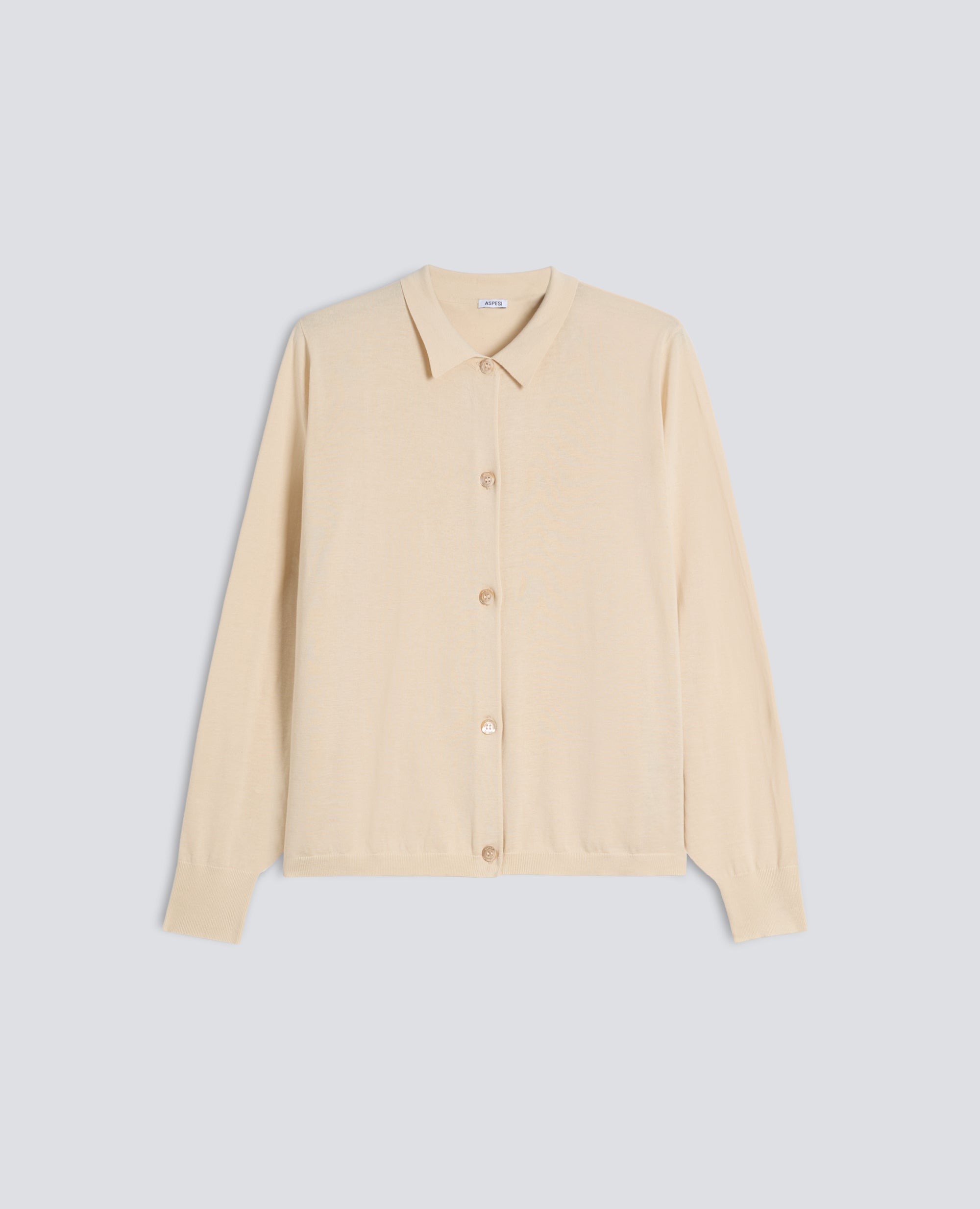 CARDIGAN CON COLLETTO IN MISTO COTONE-SETA-LINO-NATURALE-NATURAL-NATURAL-NATURLICH-NATUREL