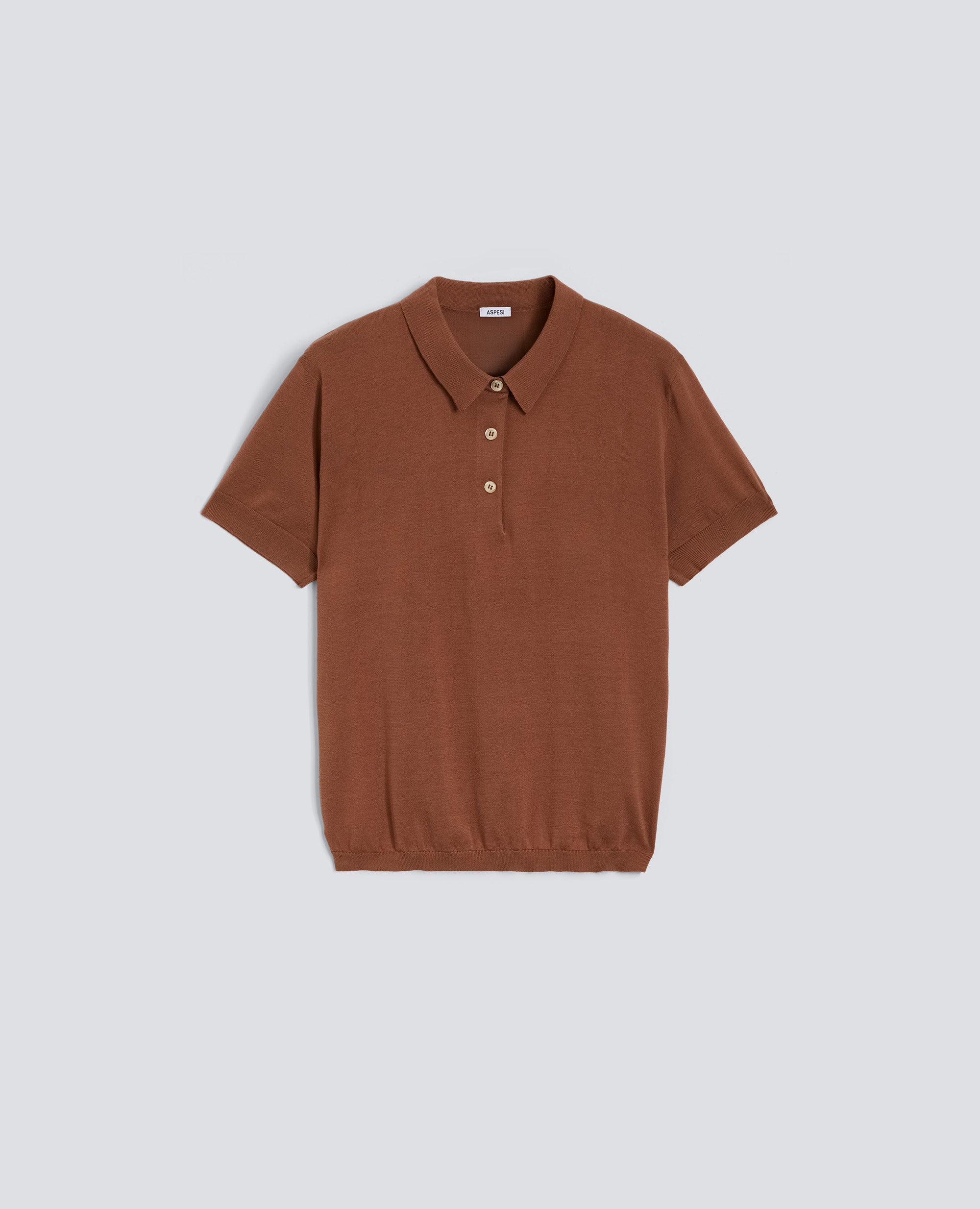 POLO IN MISTO COTONE, SETA E LINO-TABACCO-TOBACCO-TABACO-TABAK-TABAC