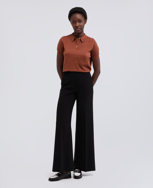 POLO IN MISTO COTONE, SETA E LINO-TABACCO-TOBACCO-TABACO-TABAK-TABAC