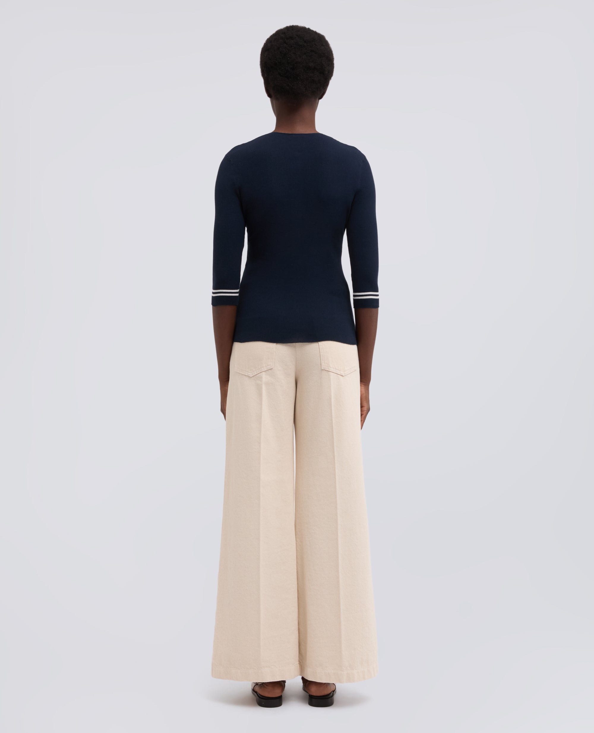 CARDIGAN GIROCOLLO IN COSTINA DI PURO COTONE-NAVY-NAVY-AZUL MARINO-NAVY-NAVY