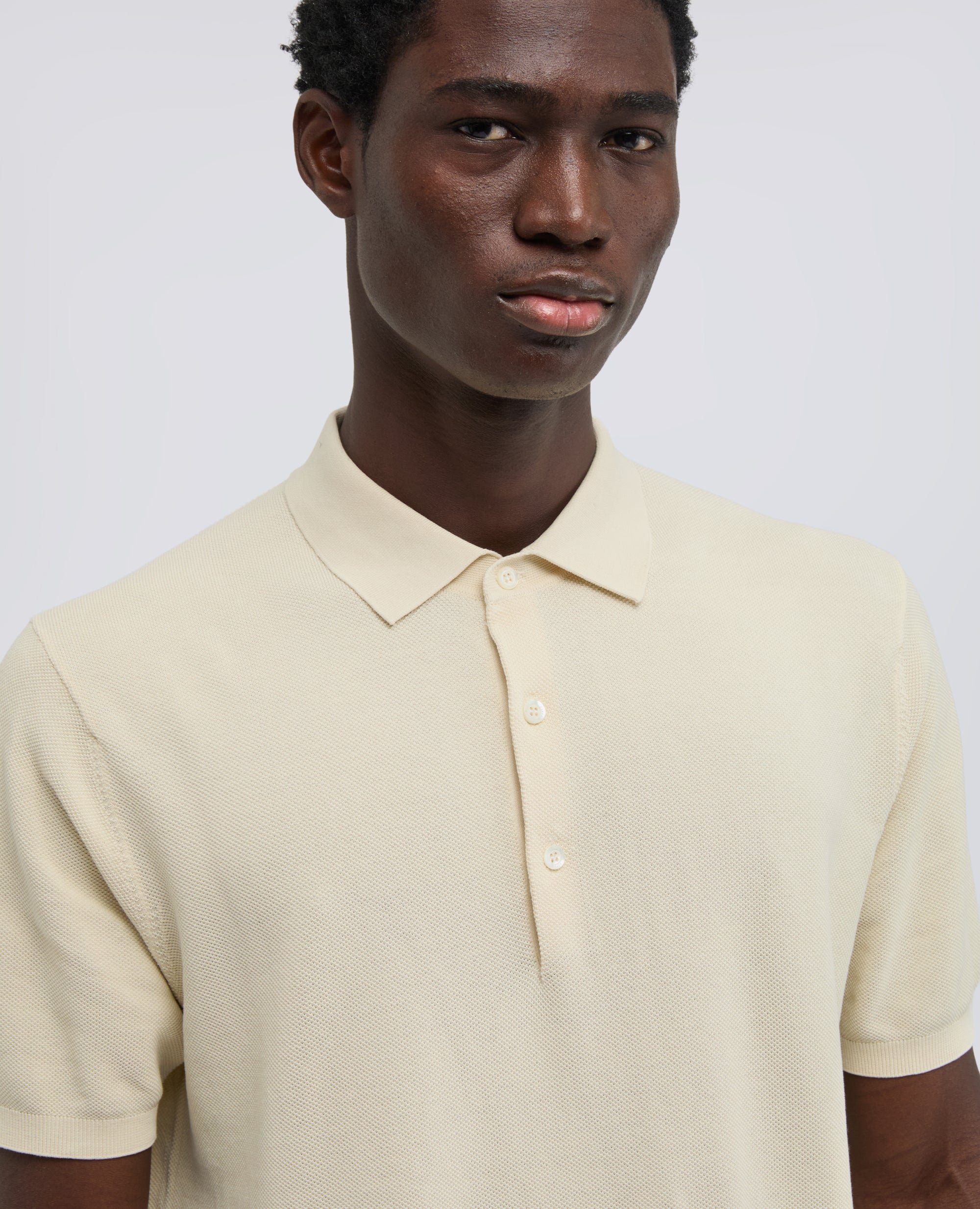 POLO A MANICHE CORTE IN COTONE PUNTO PIQUET TINTO CAPO-NATURALE-NATURAL-NATURAL-NATURLICH-NATUREL