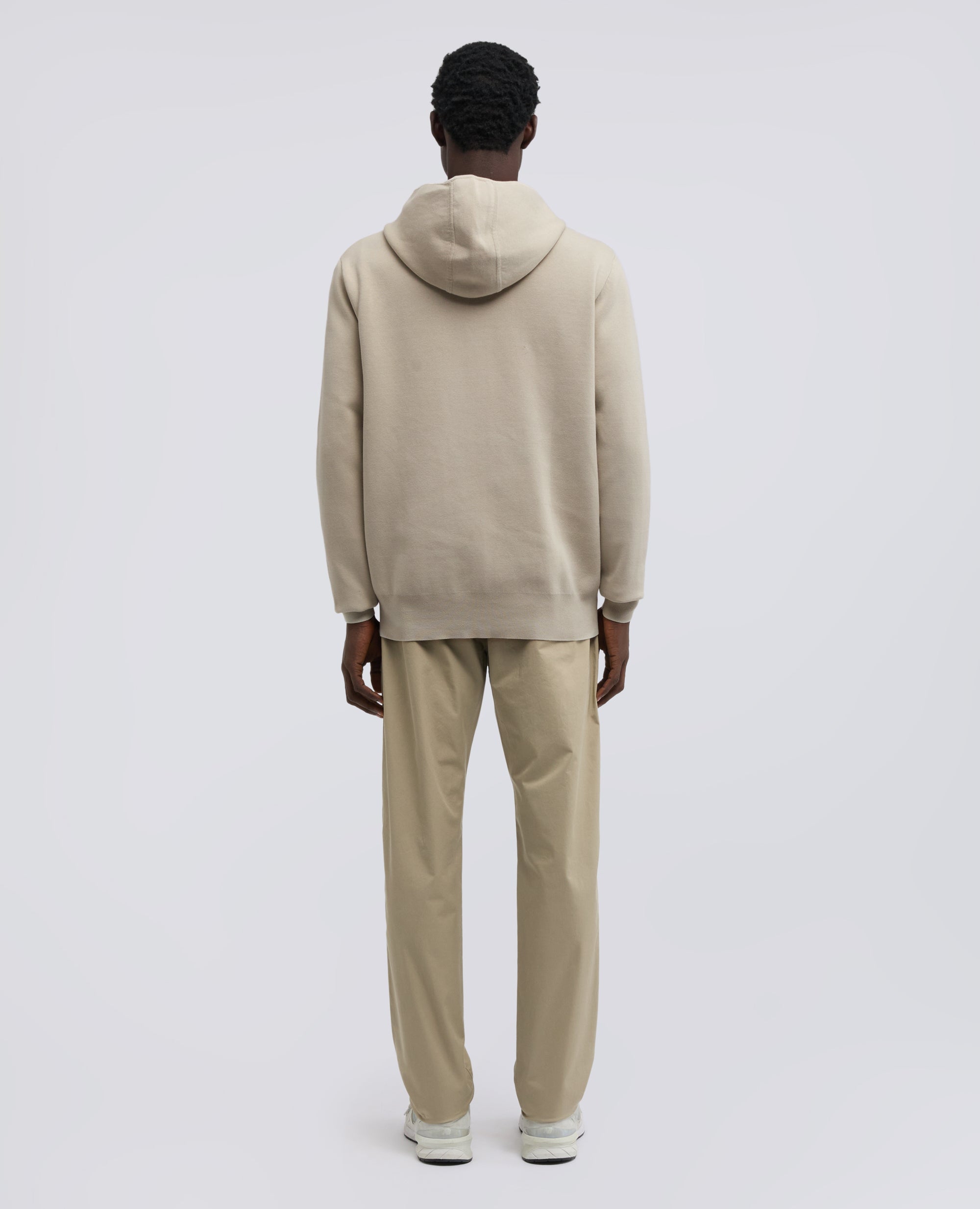 MAGLIA CON CAPPUCCIO IN COTONE DOPPIA FRONTURA-GESSO-CHALK-GESSO-GESSO-GESSO