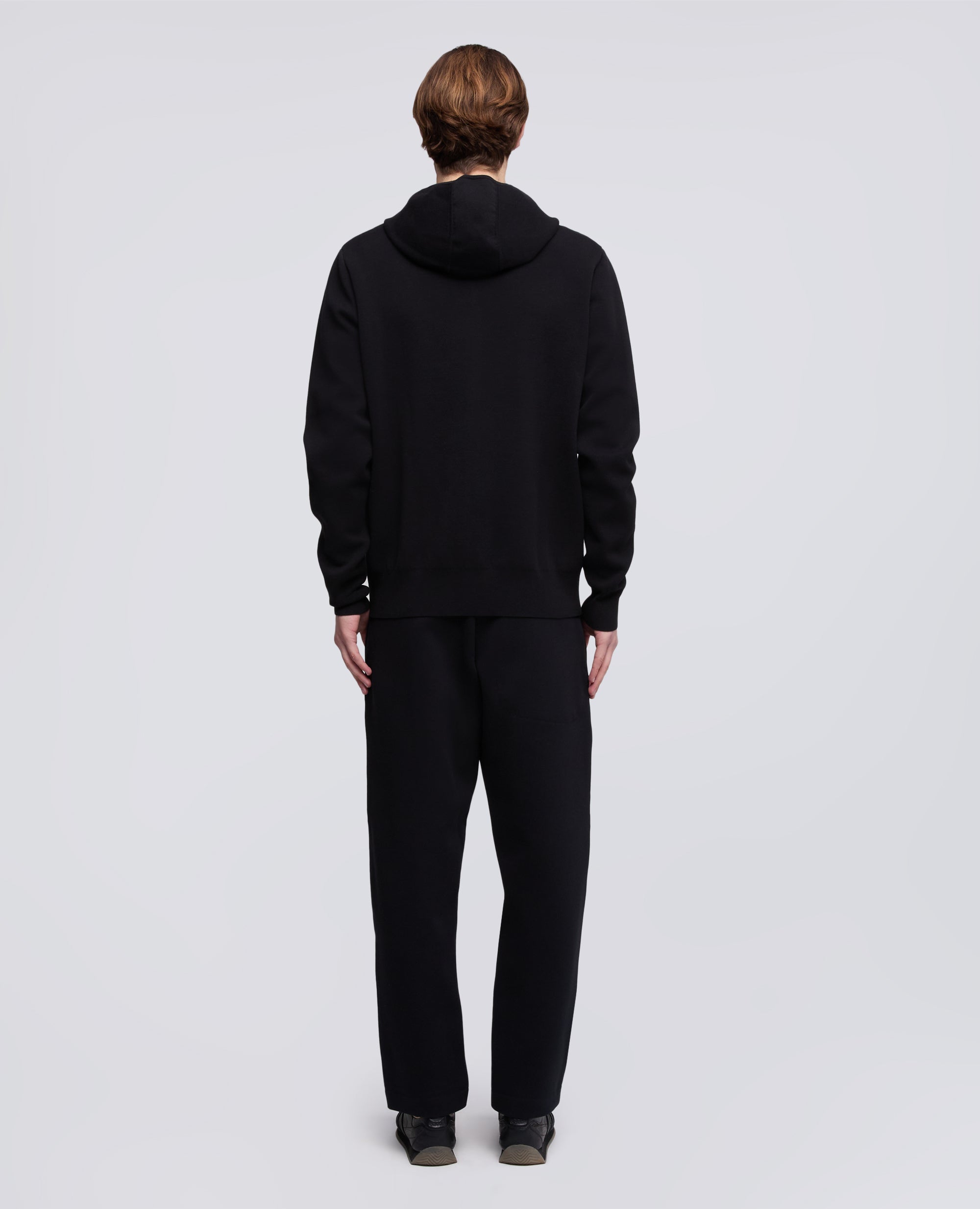 MAGLIA CON CAPPUCCIO IN COTONE DOPPIA FRONTURA-NERO-BLACK-NEGRO-SCHWARZ-NOIR