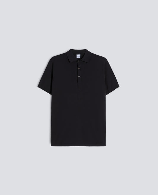 POLO IN COTONE CON BOTTONI IN MADREPERLA-NERO-BLACK-NEGRO-SCHWARZ-NOIR